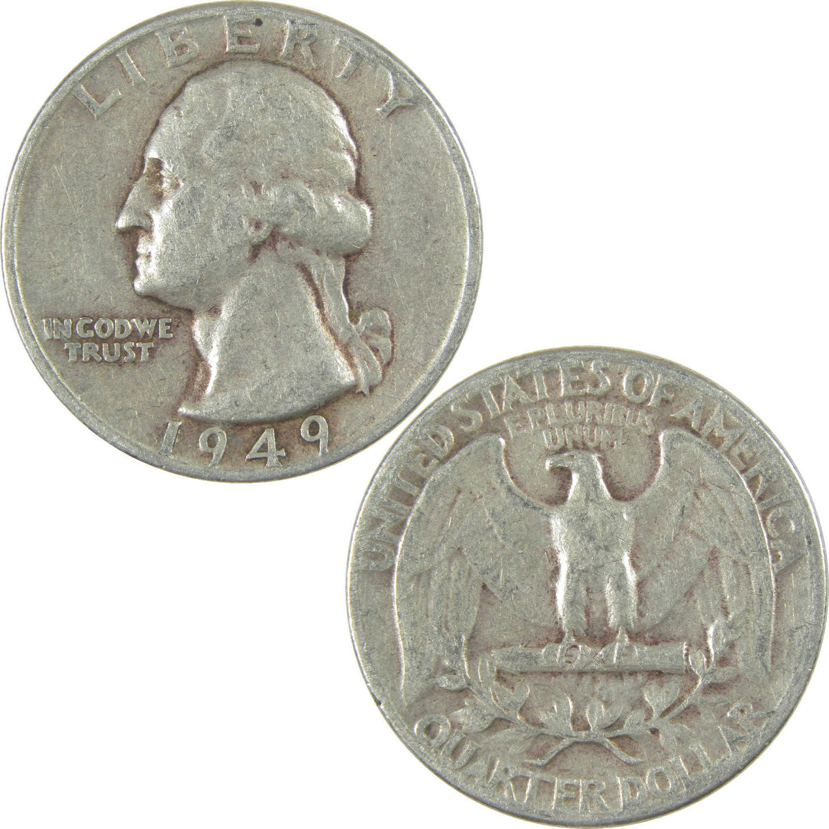 1949 Washington Silver Quarter VG Very Good 25c Coin Collectible