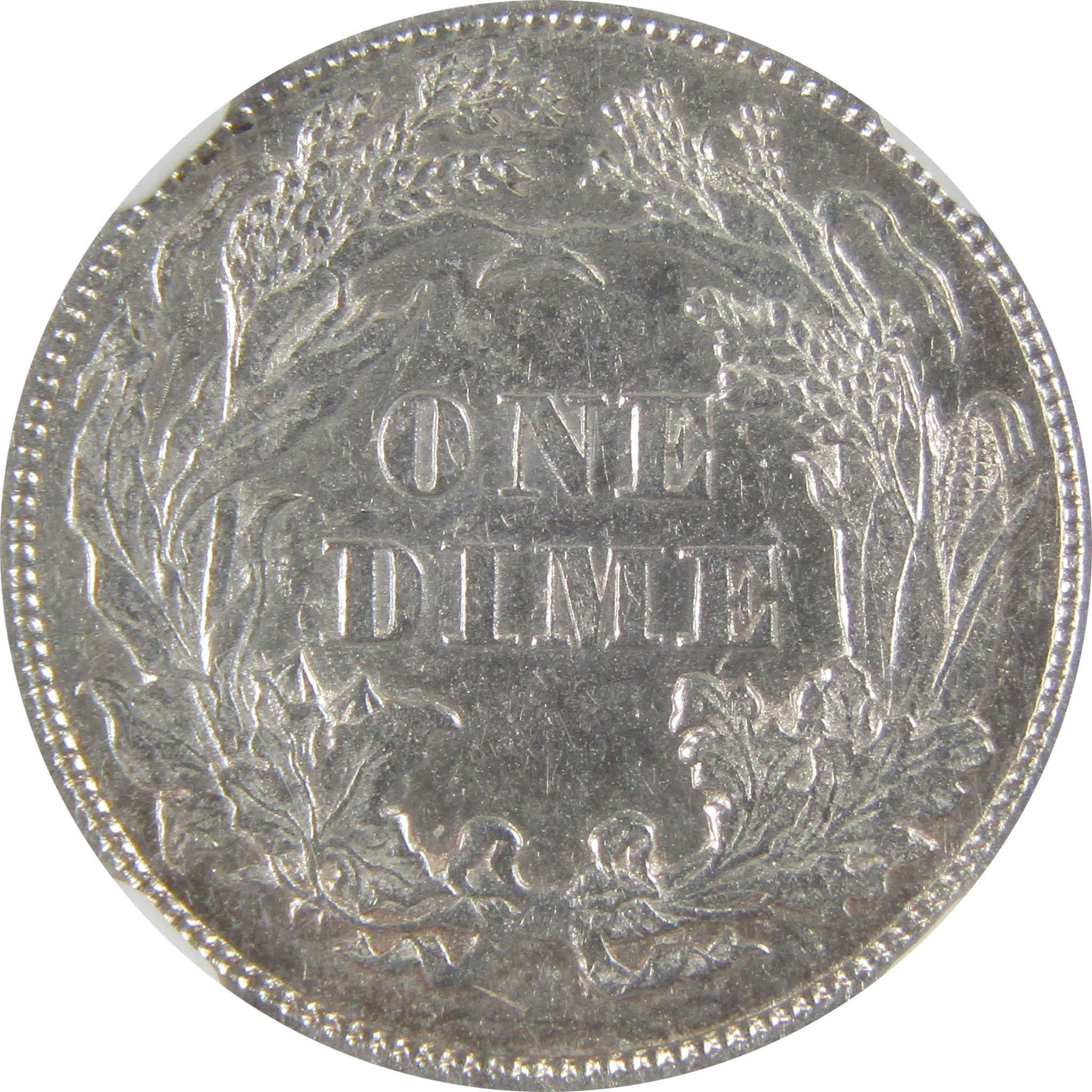 1873 No Arrows Open 3 Seated Liberty Dime AU 55 NGC Silver SKU:I23411
