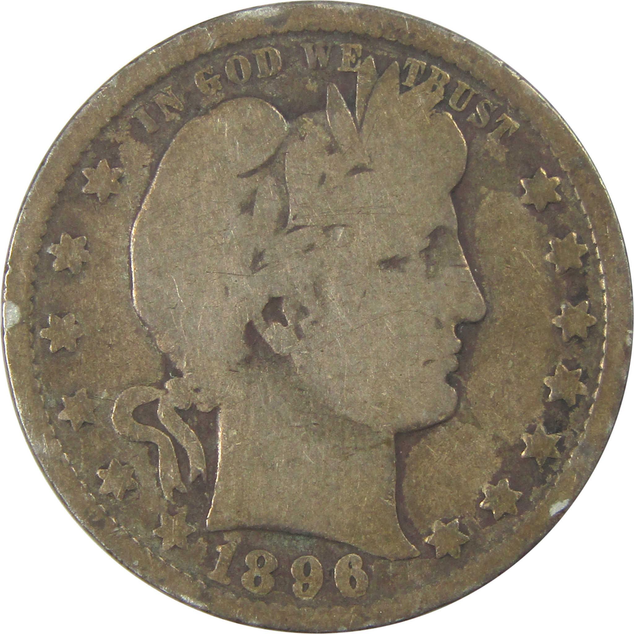 1896 O Barber Quarter G Good Silver 25c Coin SKU:I21861