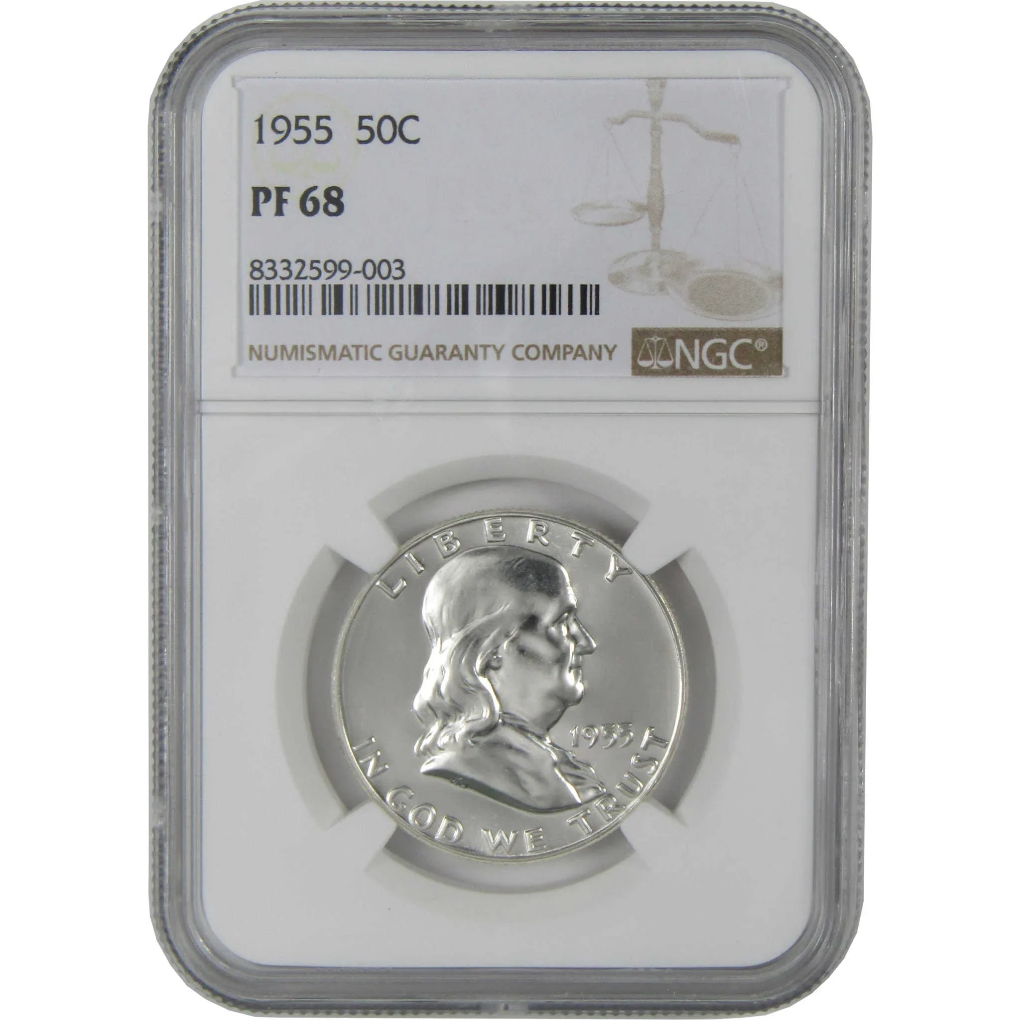 1955 Franklin Silver Half Dollar PF 68 NGC Proof 50c Coin SKU:I27400