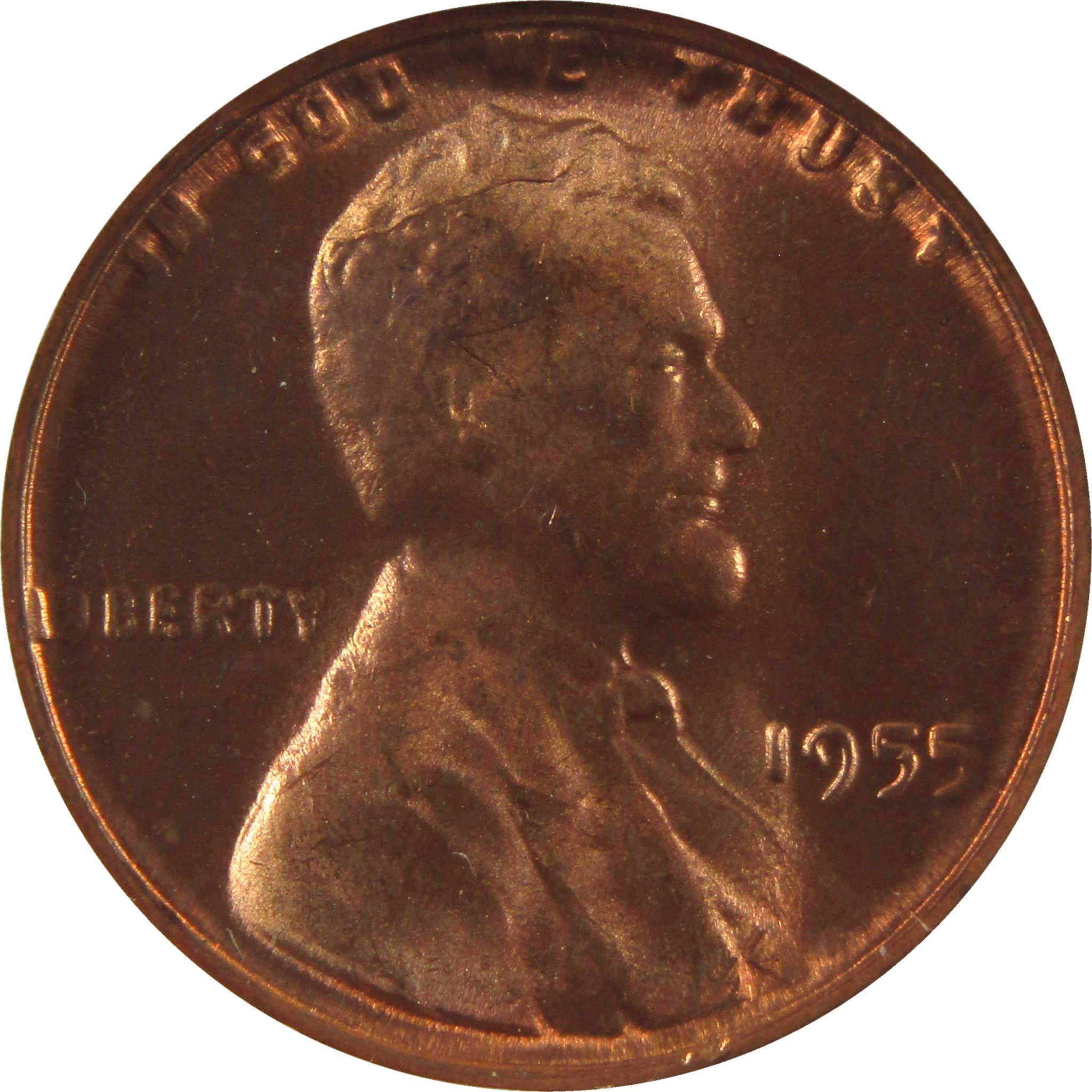 1955 Lincoln wheat penny collectible coin with profile portrait and copper finish
