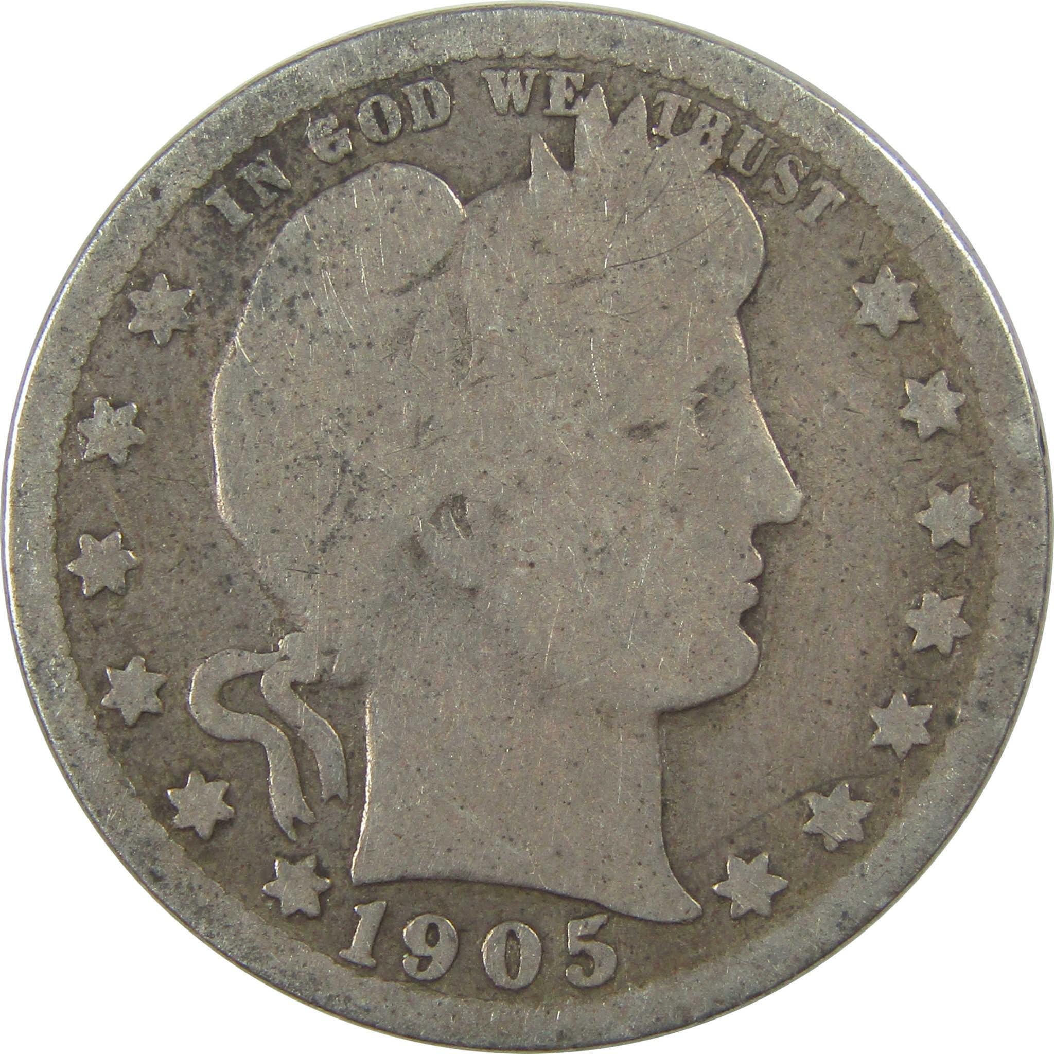 1905 Barber Quarter AG About Good Silver 25c Coin SKU:I21796