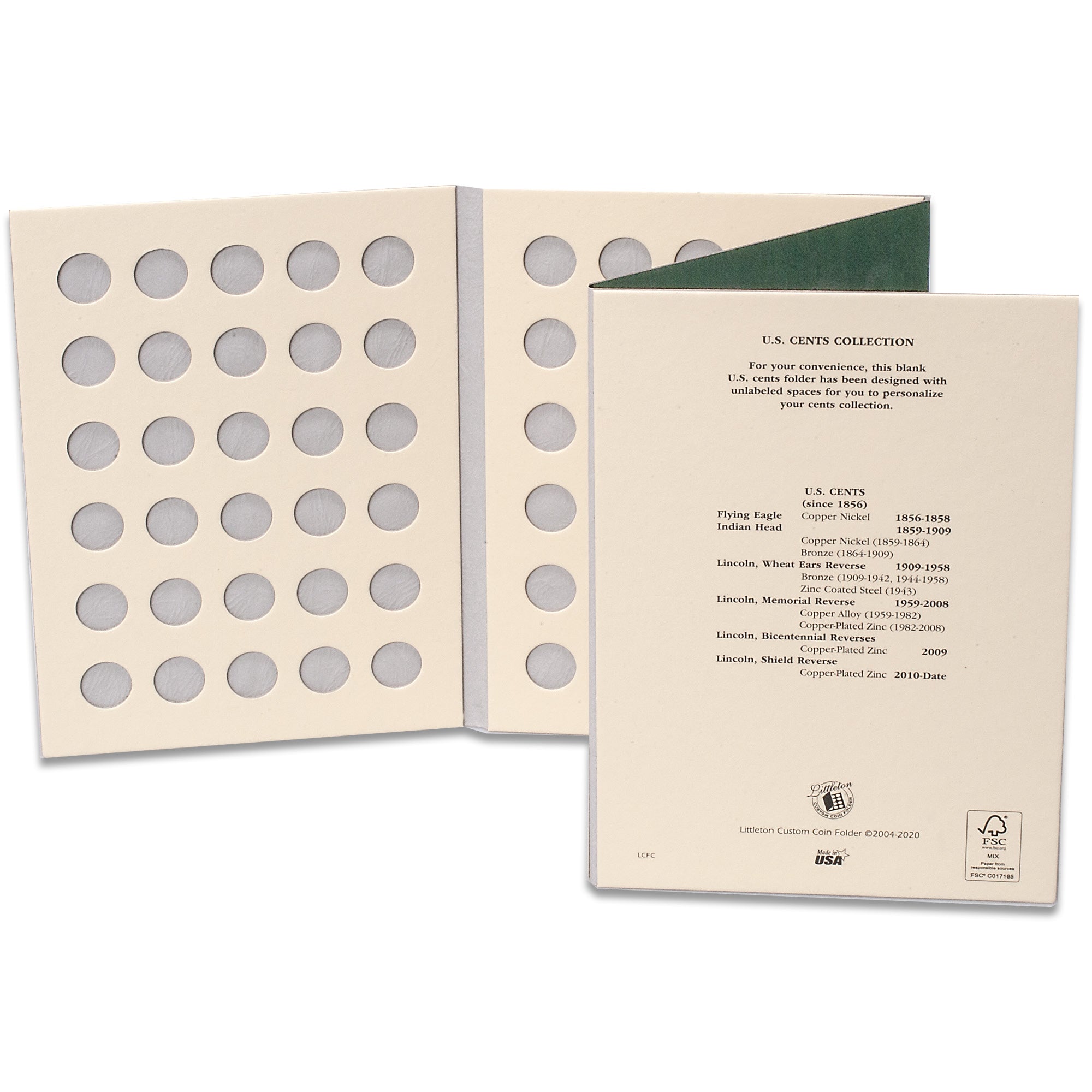 Blank U.S. Cent Folder Littleton Coin Company