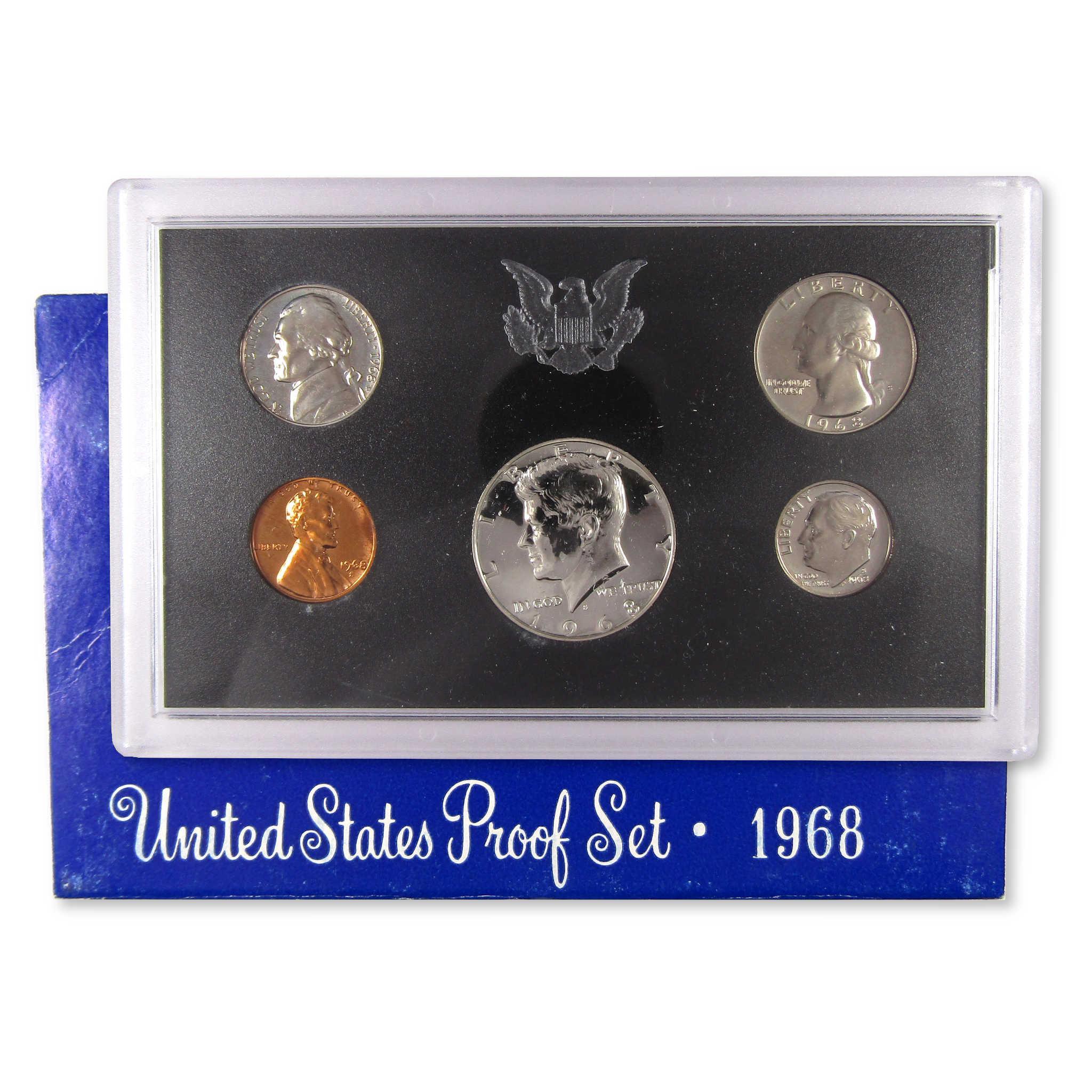 1968 United States Proof Set with collectible coins in original blue display case
