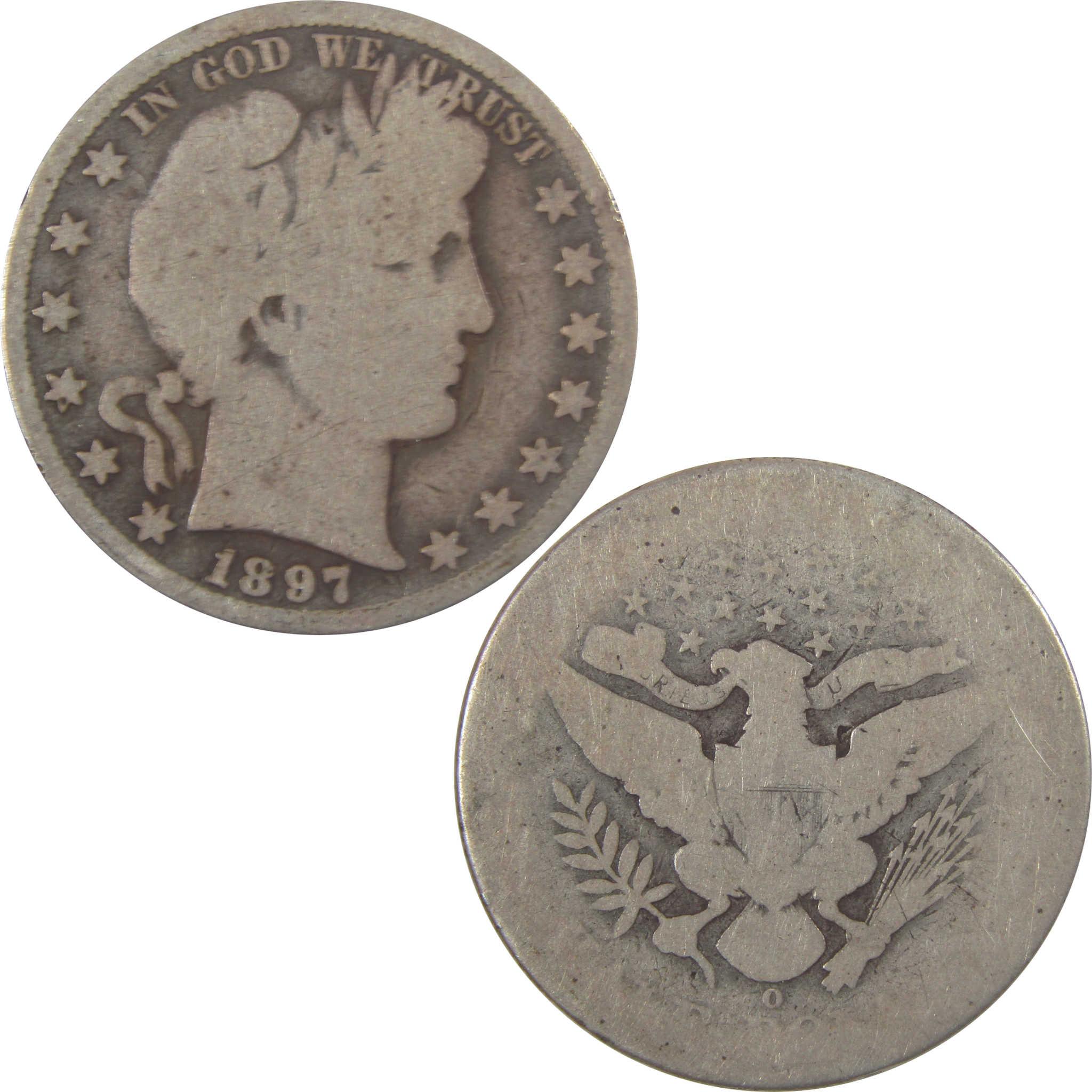 1897 O Barber Silver Half Dollar AG About Good 50c Coin SKU:I25327