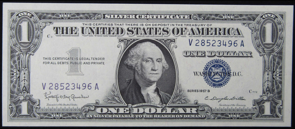 1957 B $1 Small Size Silver Certificate Note CCU Crisp Uncirculated