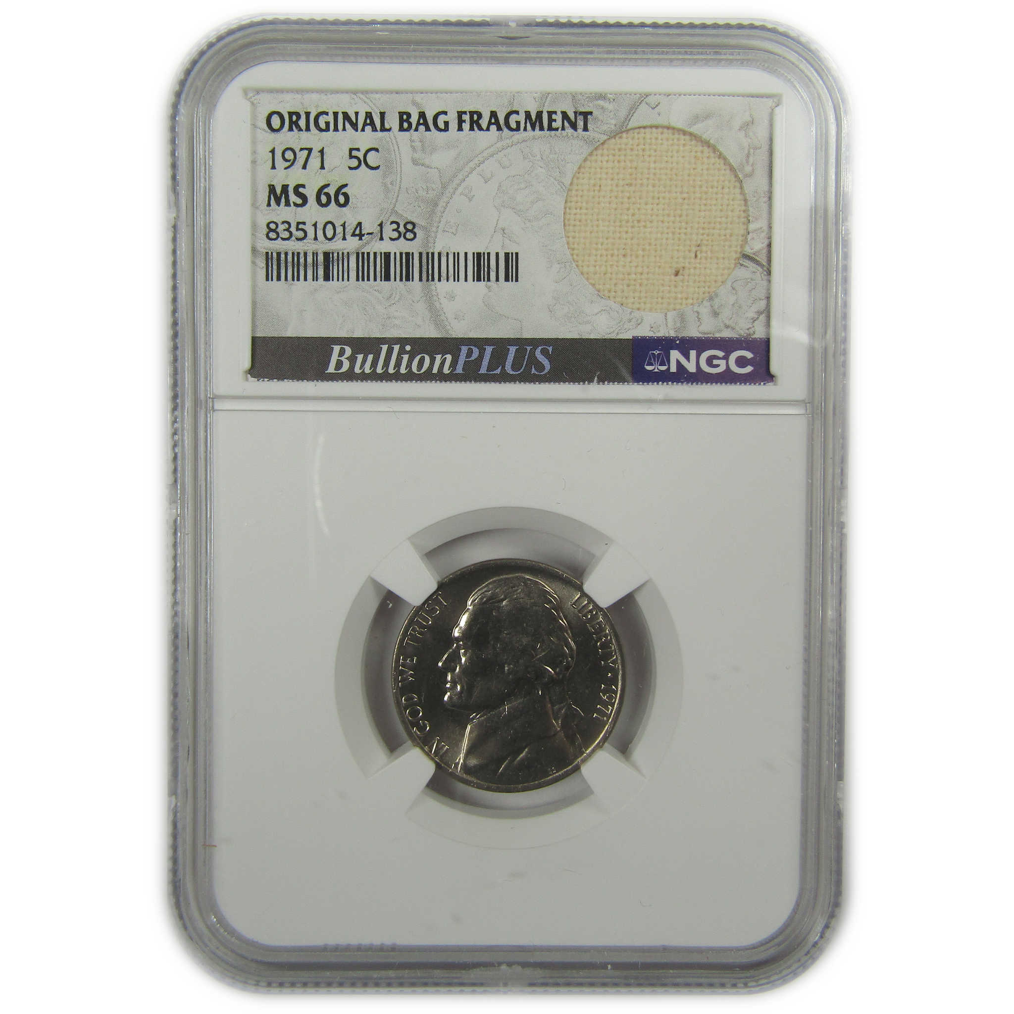 1971 Jefferson Nickel MS 66 NGC Original Bag Fragment SKU:I20335