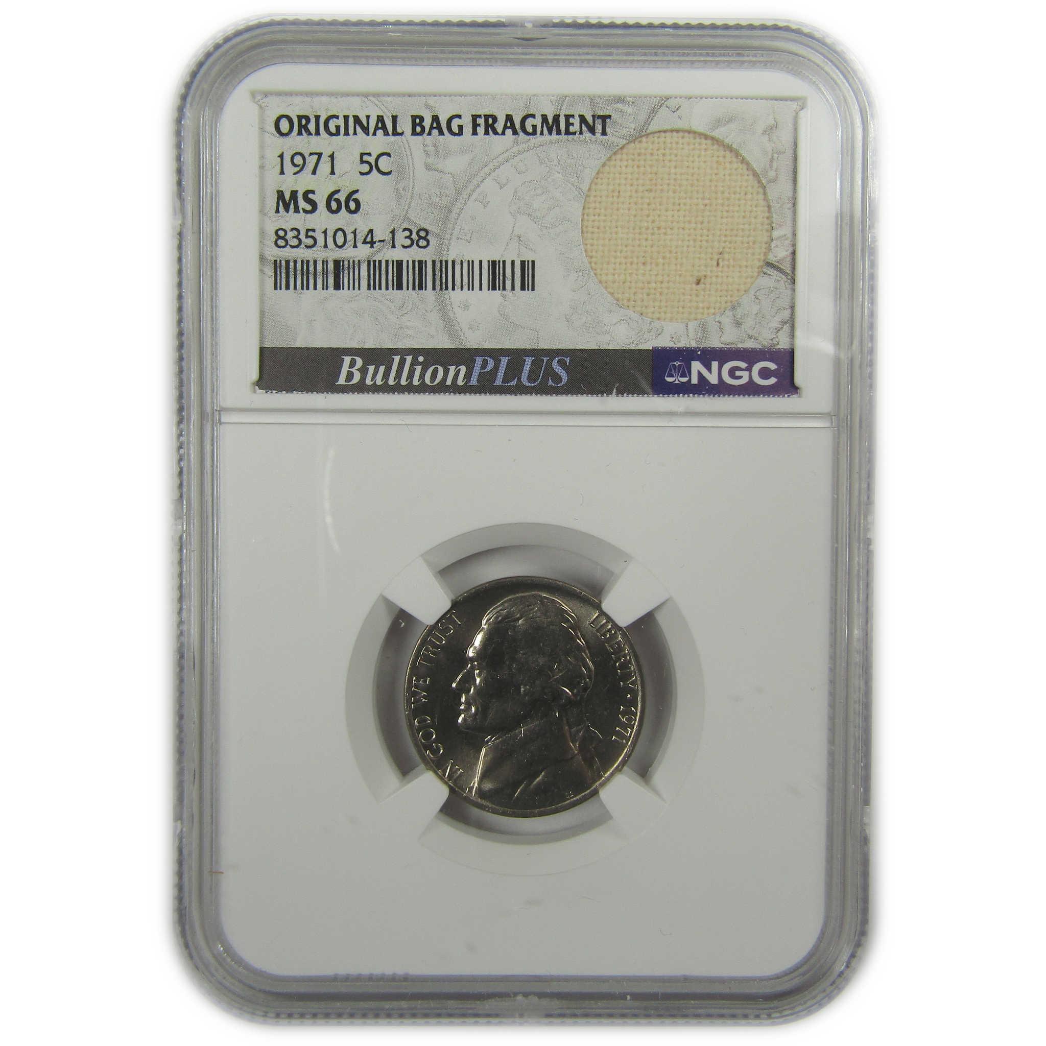 1971 Jefferson Nickel MS 66 NGC Original Bag Fragment SKU:I20335