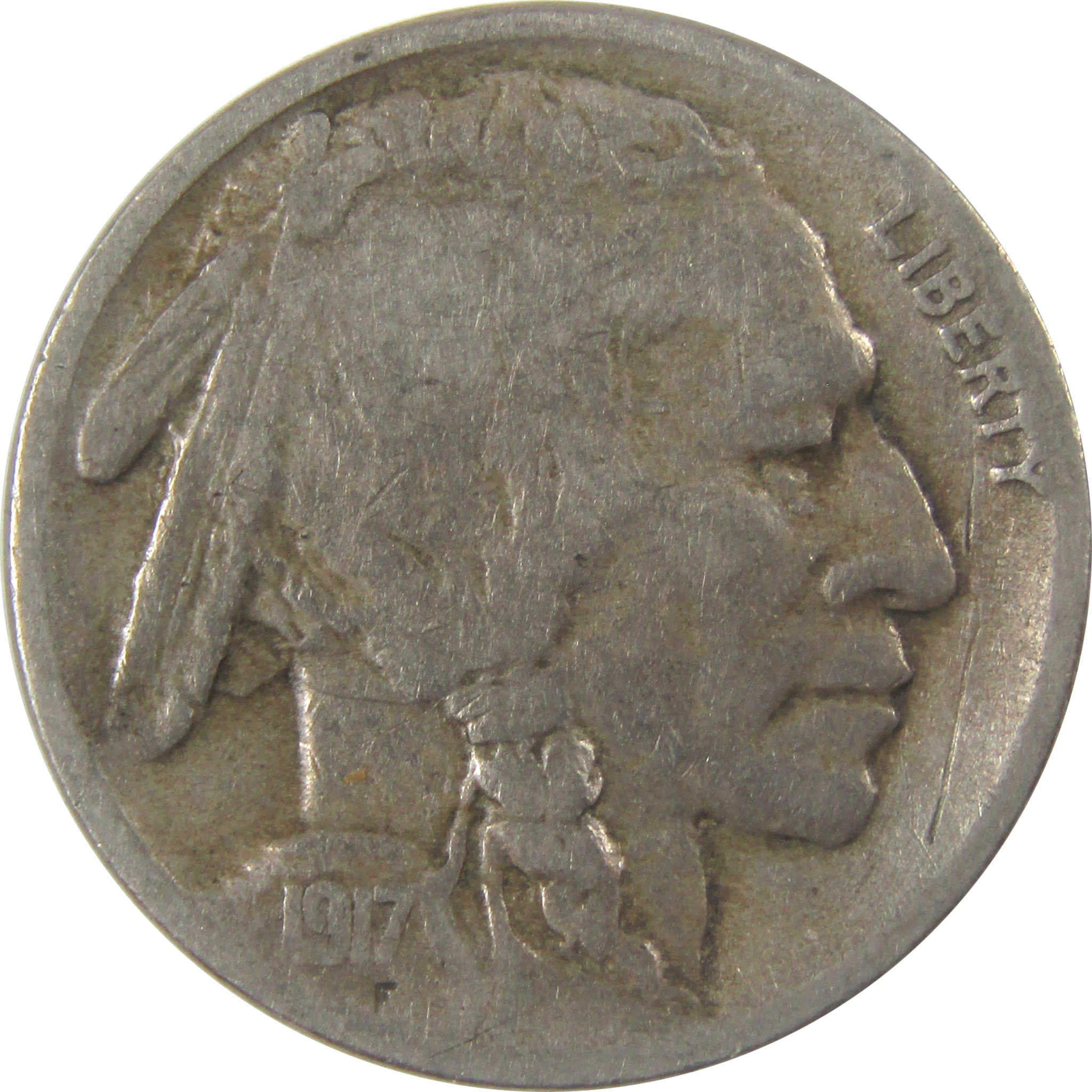 1917 S Indian Head Buffalo Nickel F Fine 5c Coin SKU:I23692