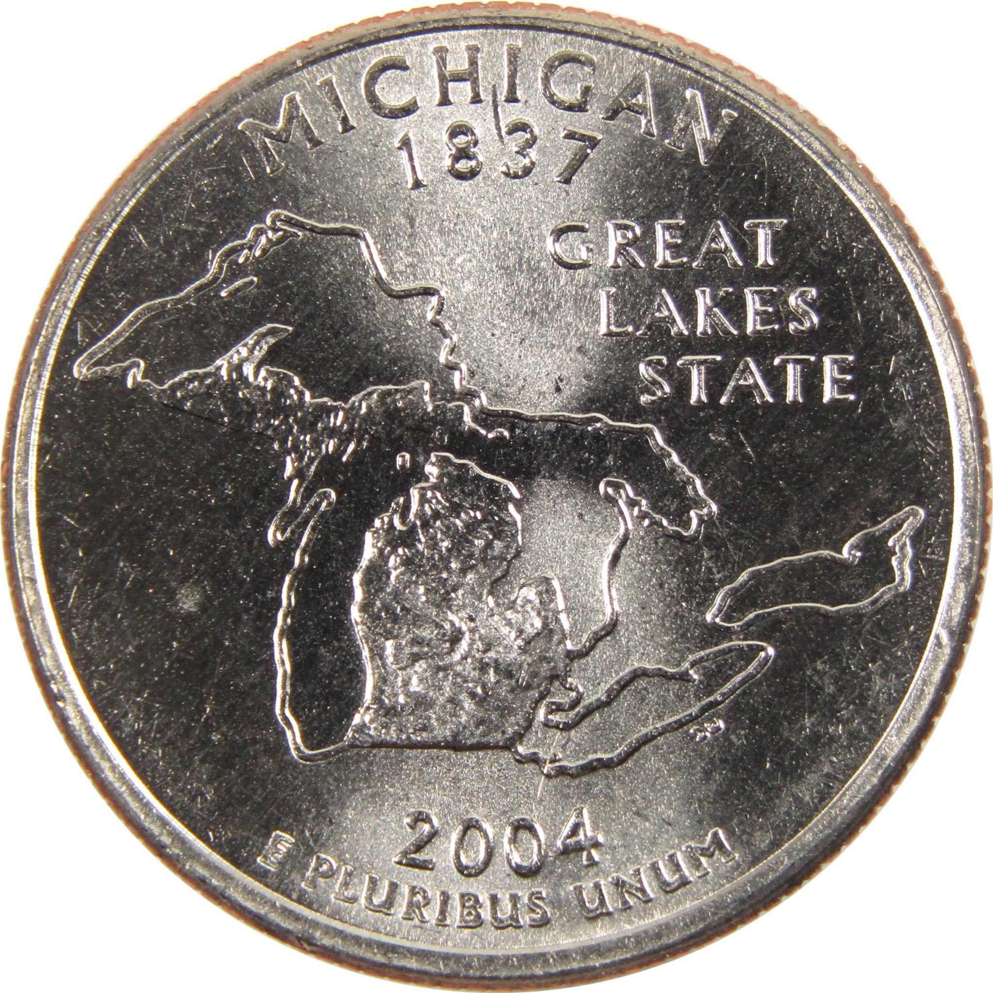 2004 D Michigan State Quarter BU Uncirculated Clad 25c Coin