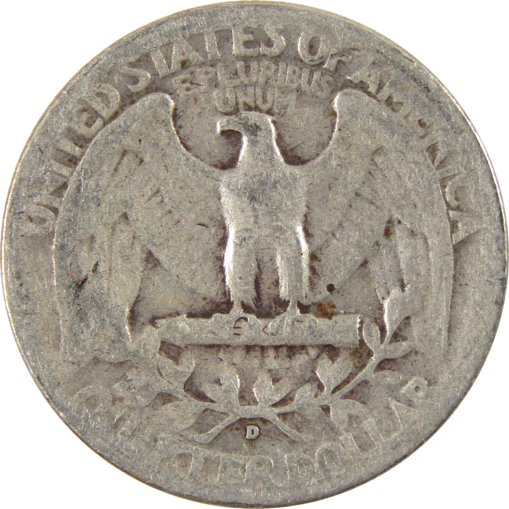 1945 D Washington Quarter Circulated Silver 25c Coin Collectible