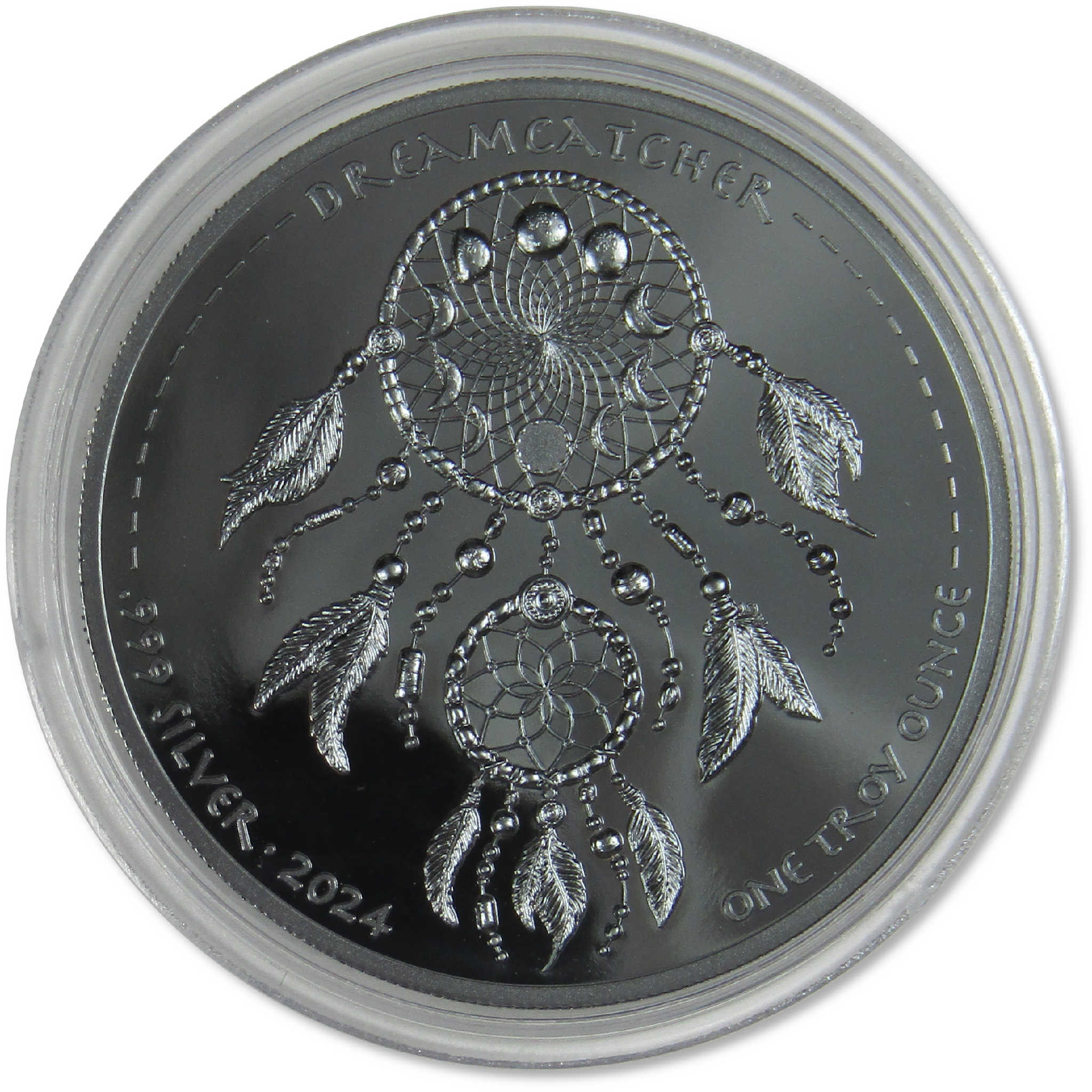 2024 Oglala Lakota Sioux Dreamcatcher 1 oz Silver Black Proof $1 COA