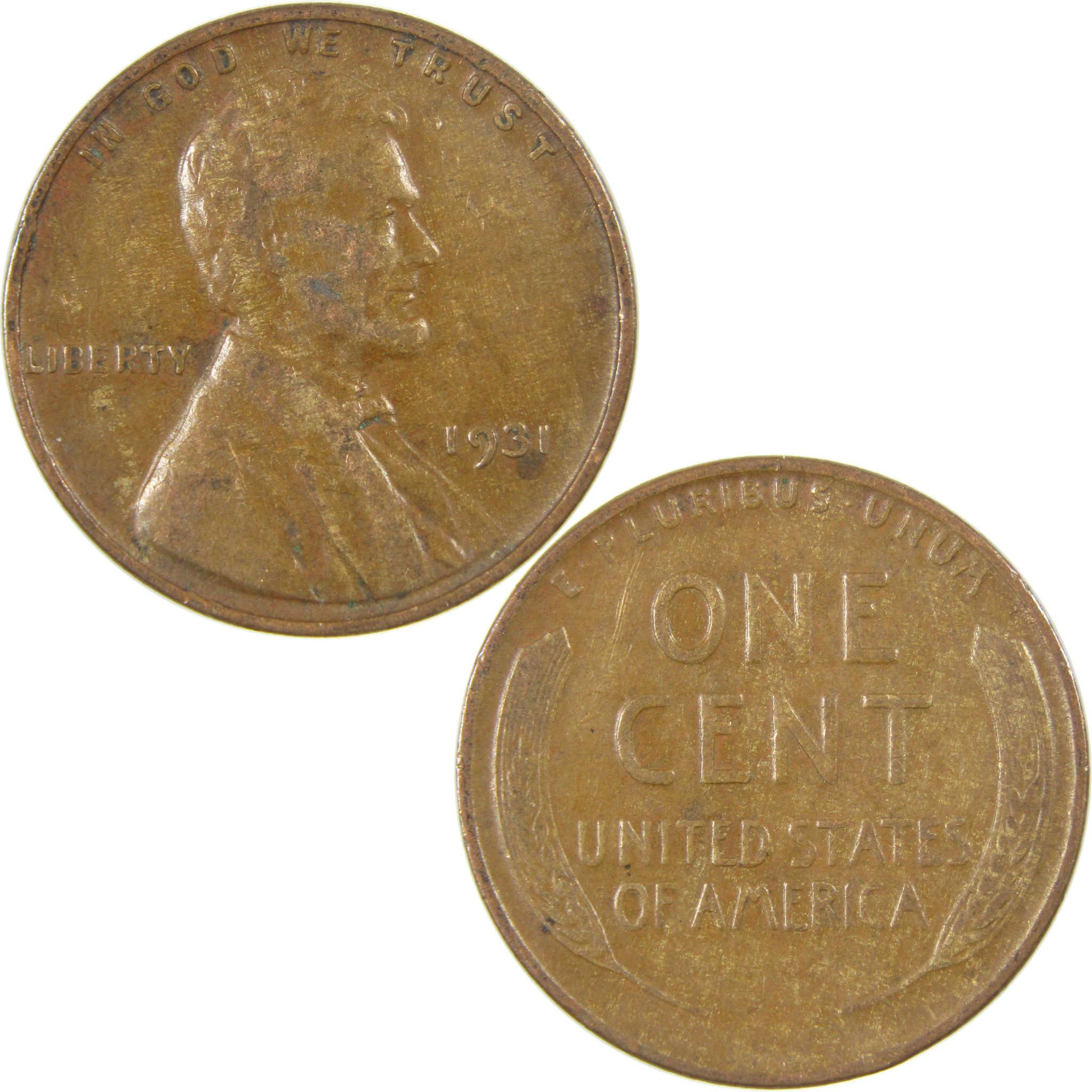 1931 Lincoln Wheat Cent VF Very Fine Penny 1c Coin SKU:I27295