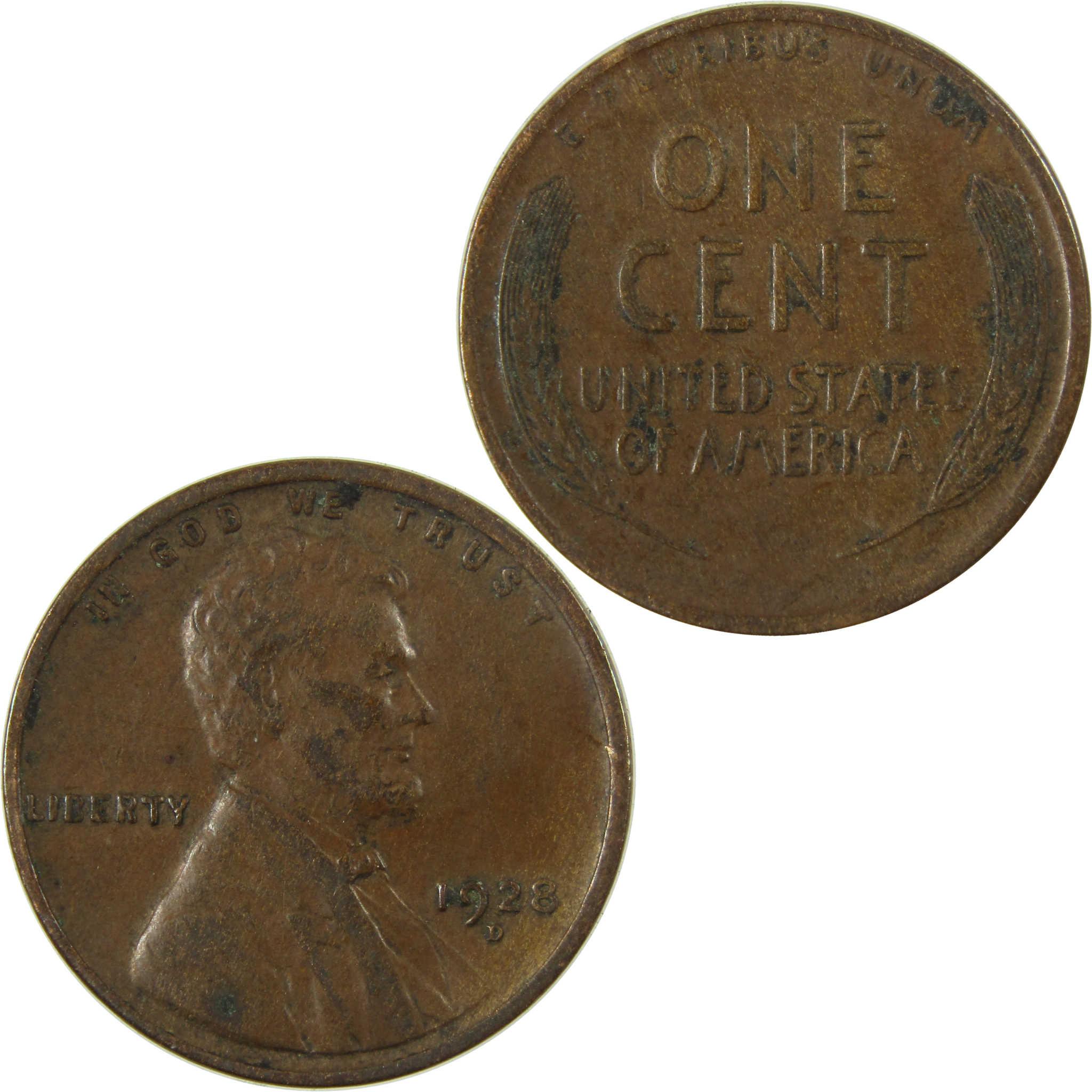 1928 D Lincoln Wheat Cent VF Very Fine Penny 1c Coin SKU:I27587