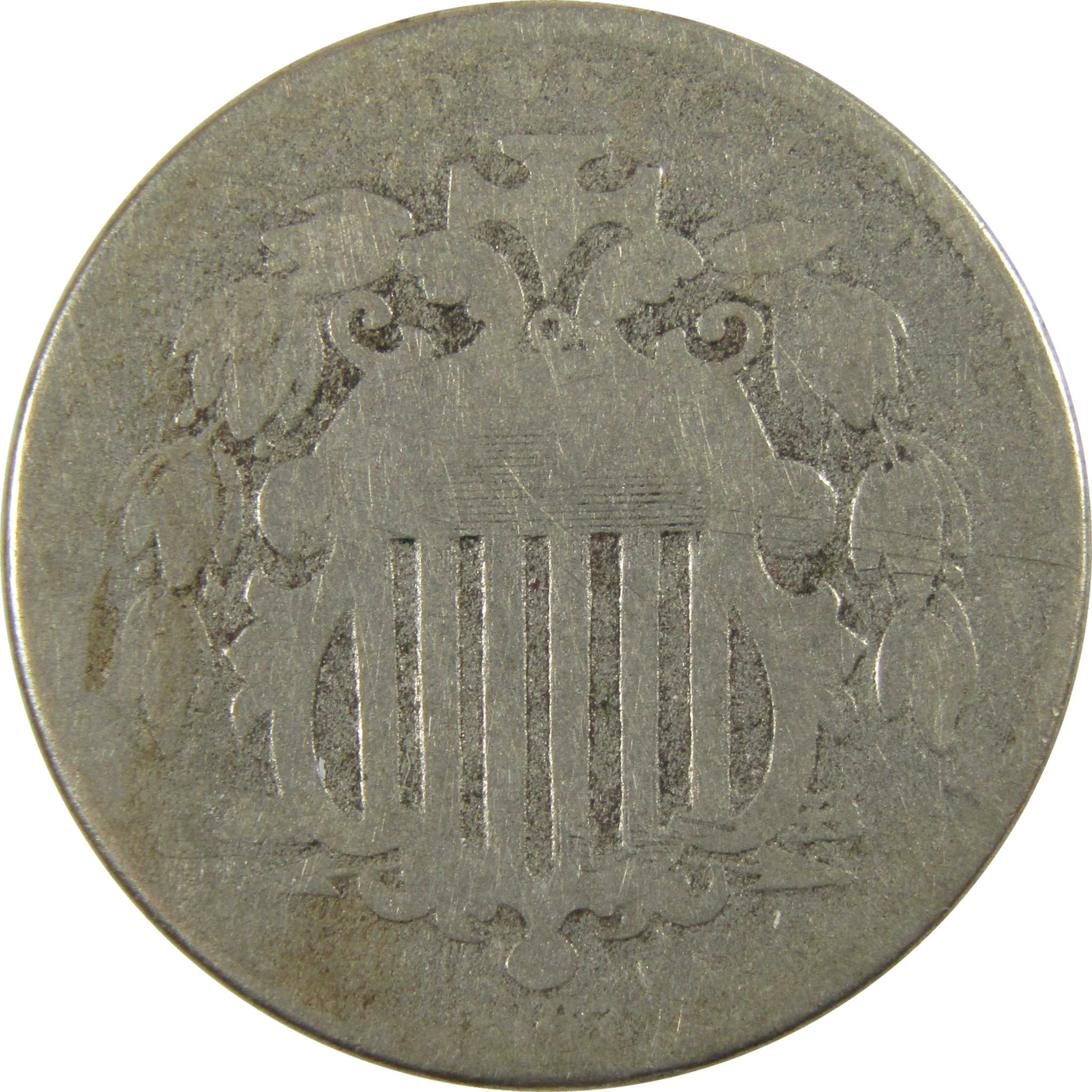1867 No Rays Shield Nickel AG About Good 5c Coin SKU:I28213
