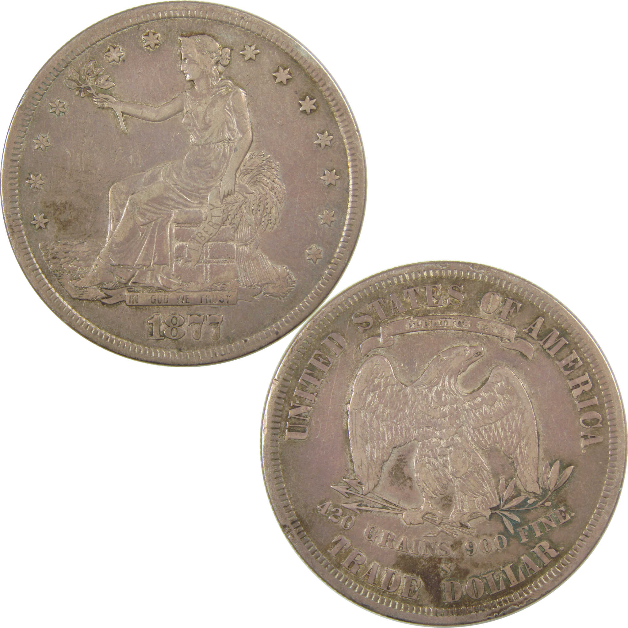 1877 S Trade Dollar XF EF Extremely Fine Silver $1 Coin SKU:I22435