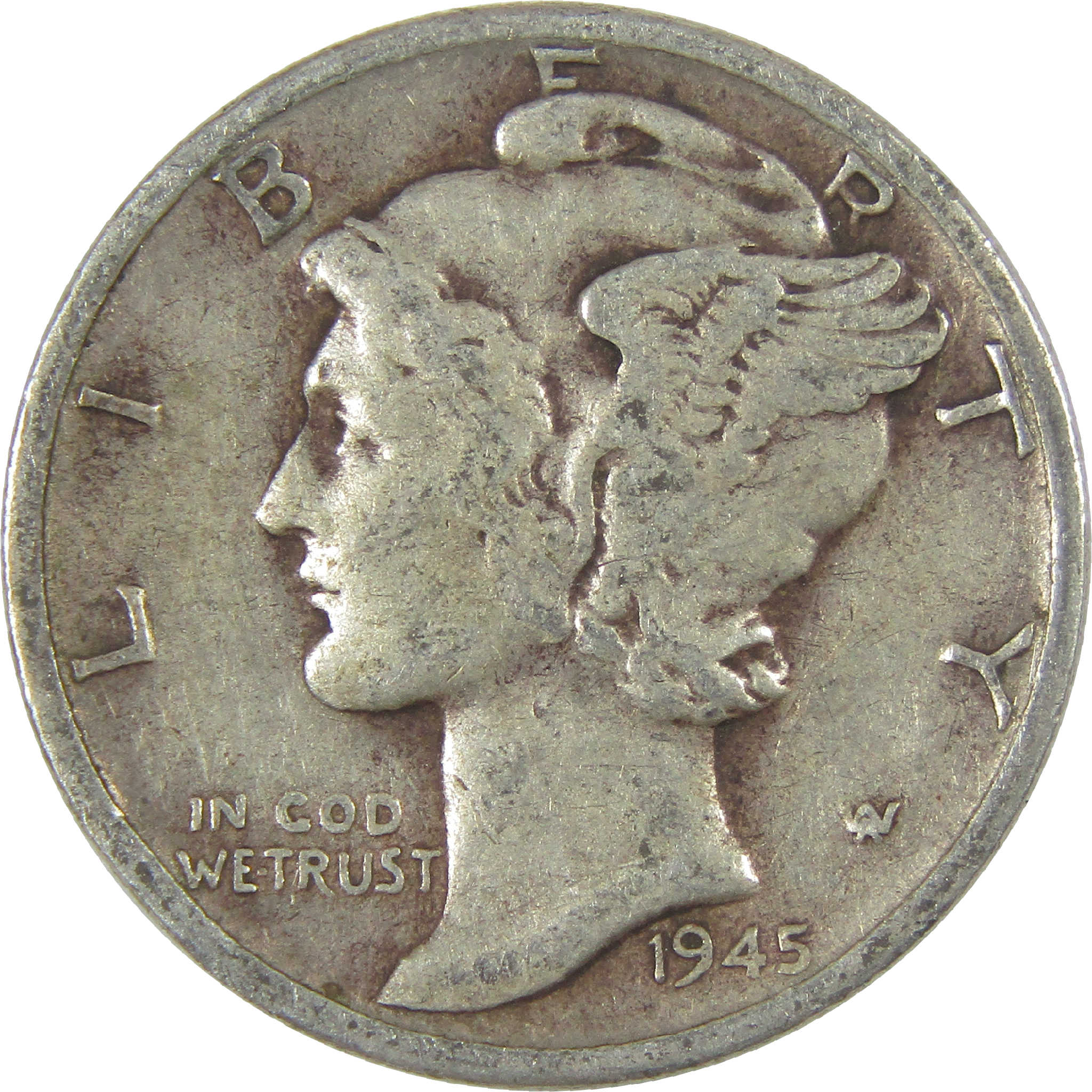 1945 S Mercury Dime F Fine Silver 10c Coin