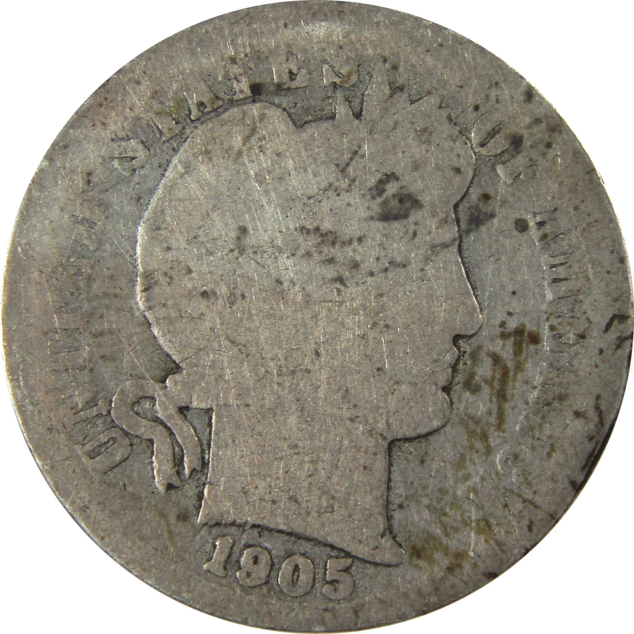 1905 O Micro O Barber Silver Dime AG About Good Details SKU:I26619