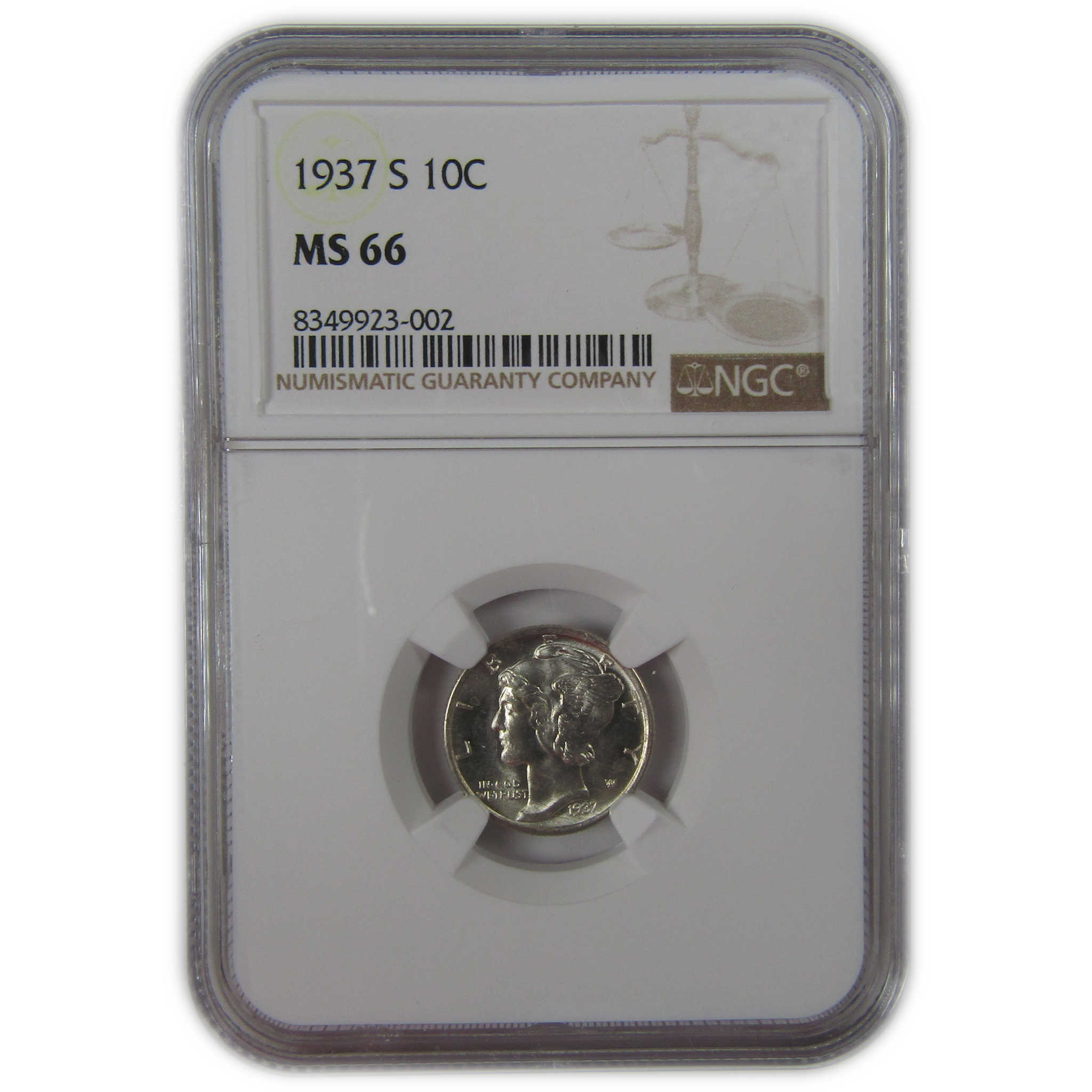 1937 S Mercury Dime MS 66 NGC Silver Uncirculated 10c Coin SKU:I23217