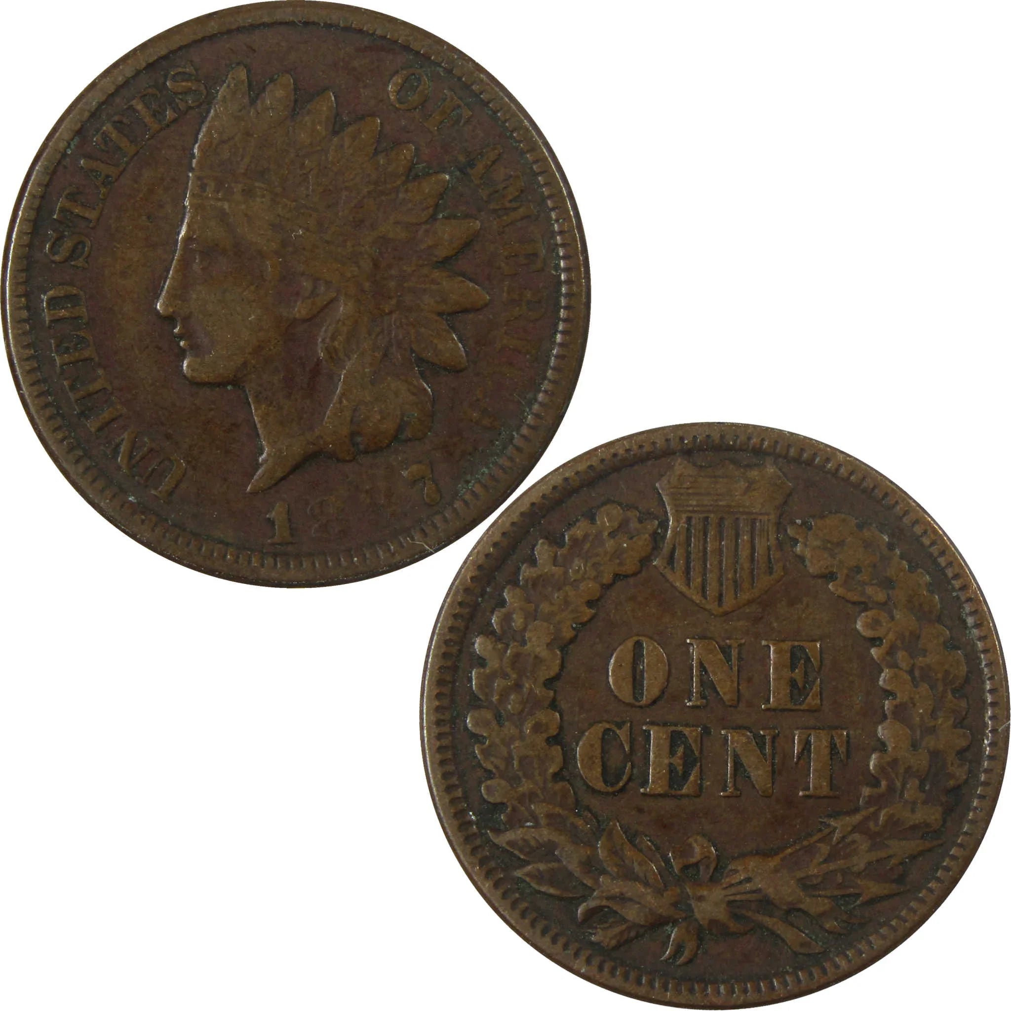 1887 Indian Head Cent F Fine Penny 1c Coin Collectible SKU:I26931