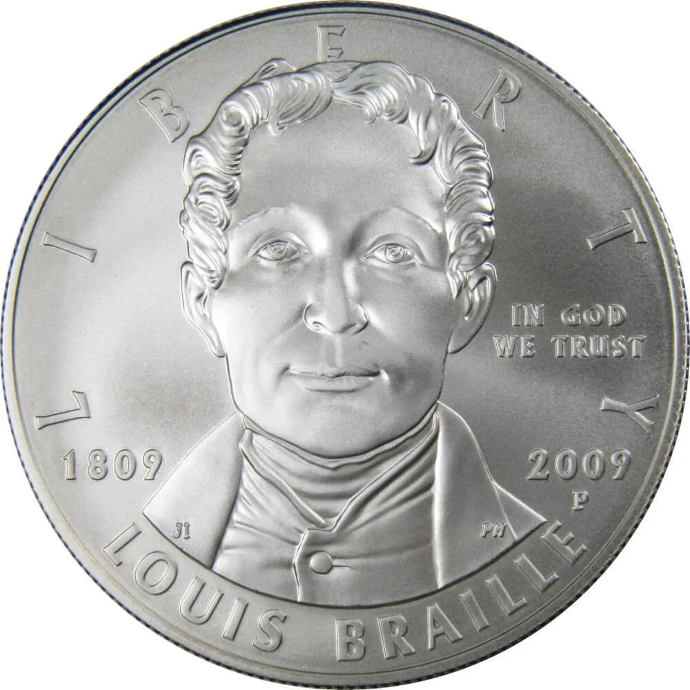 2009 P Louis Braille Commemorative Silver Dollar Uncirculated $1 Coin