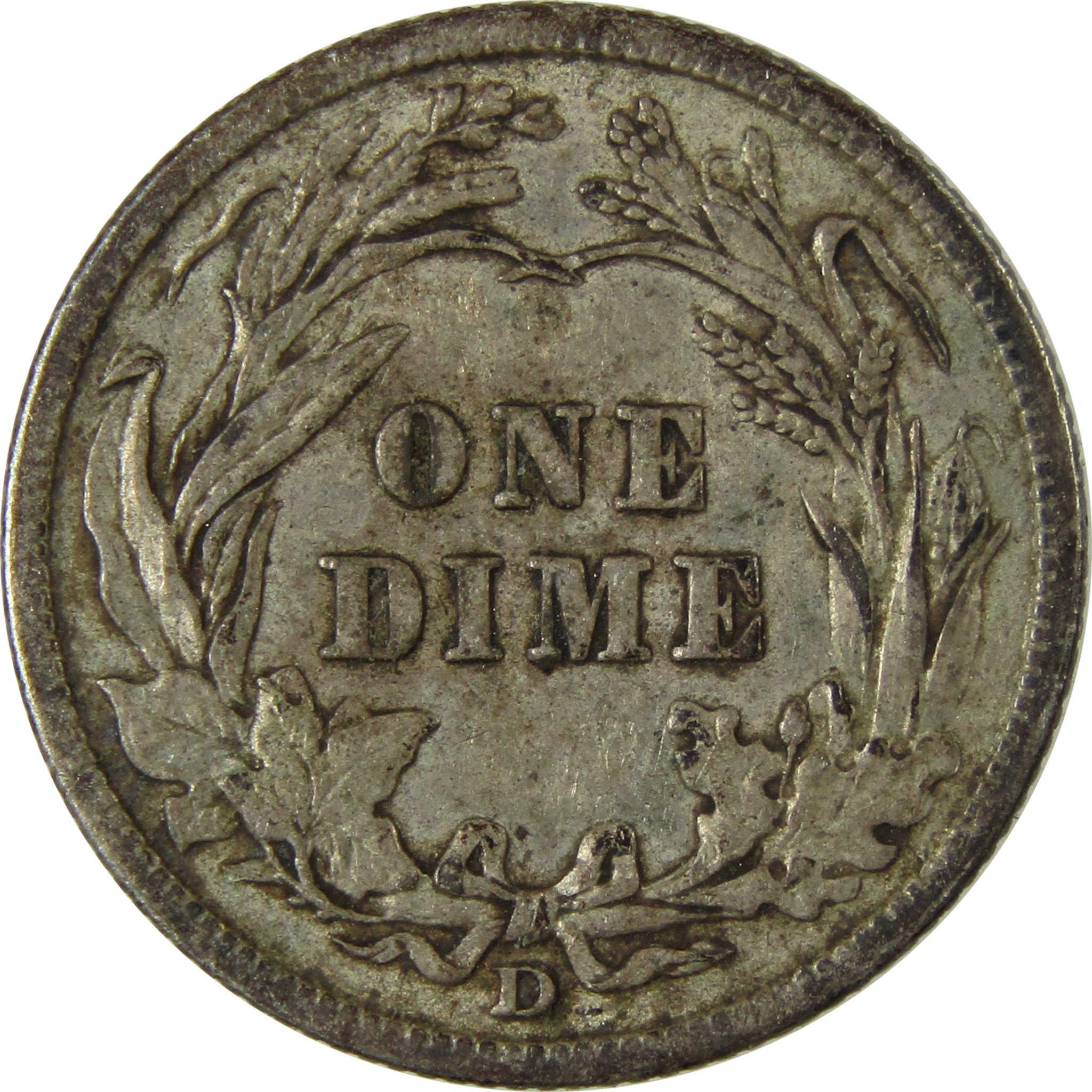1910 D Barber Silver Dime XF EF Extremely Fine 10c Coin SKU:CP975