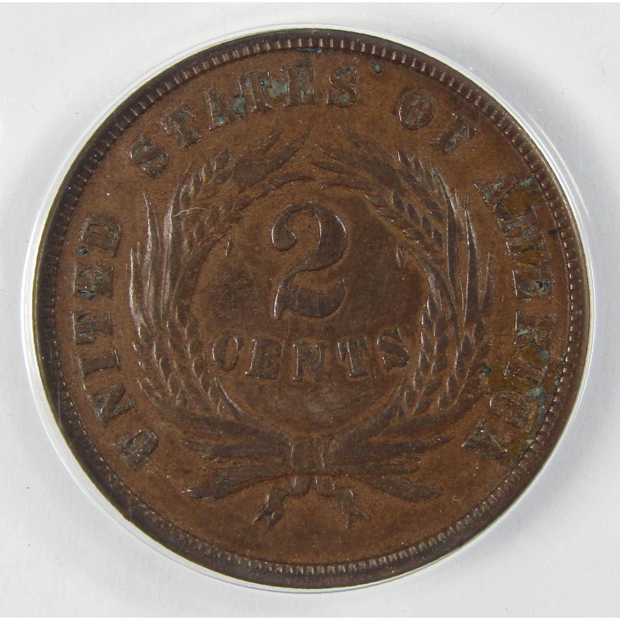 1870 Two Cent Piece VF 35 Details ANACS 2c Coin SKU:CP633