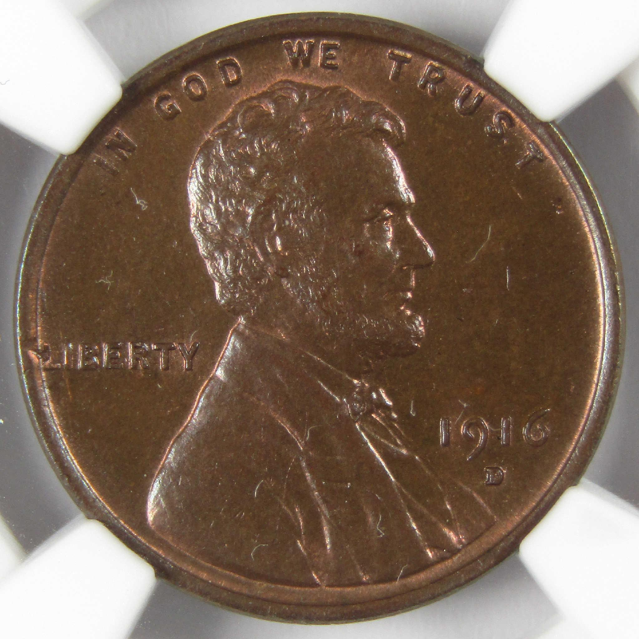 1916 D Lincoln Wheat Cent MS 65 BN NGC Uncirculated Penny 1c Coin