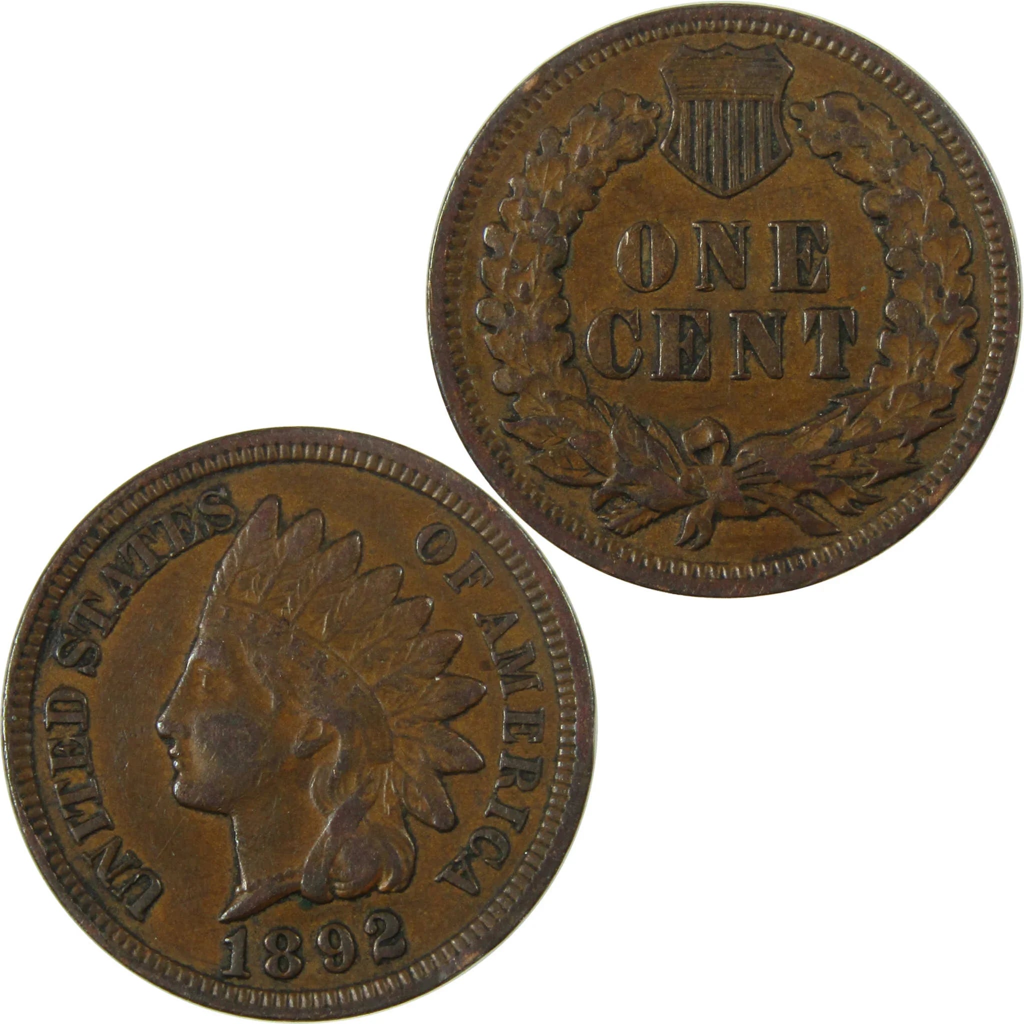 1892 Indian Head Cent AU About Uncirculated Penny 1c Coin SKU:I26930