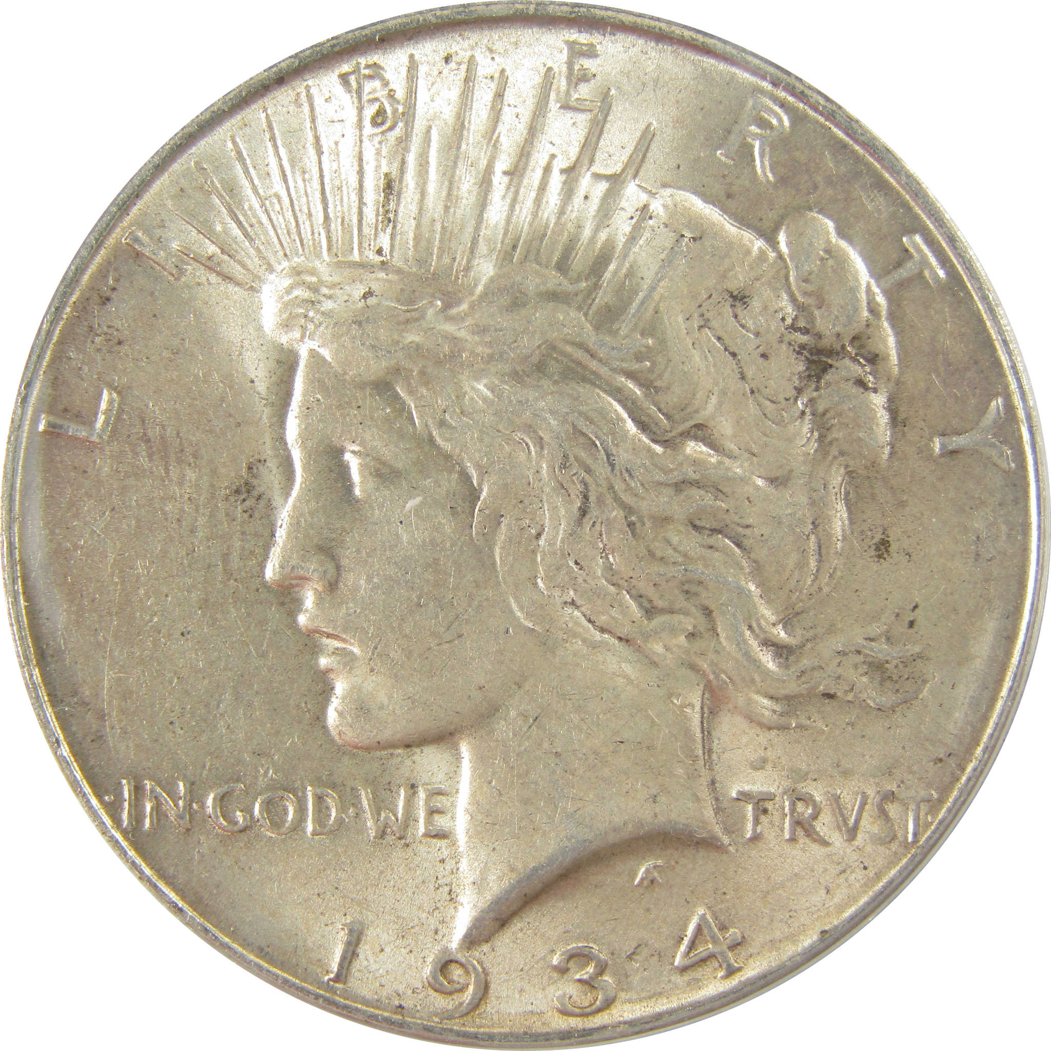 1934 D Peace Dollar AU 58 ANACS Silver $1 Coin SKU:I20903