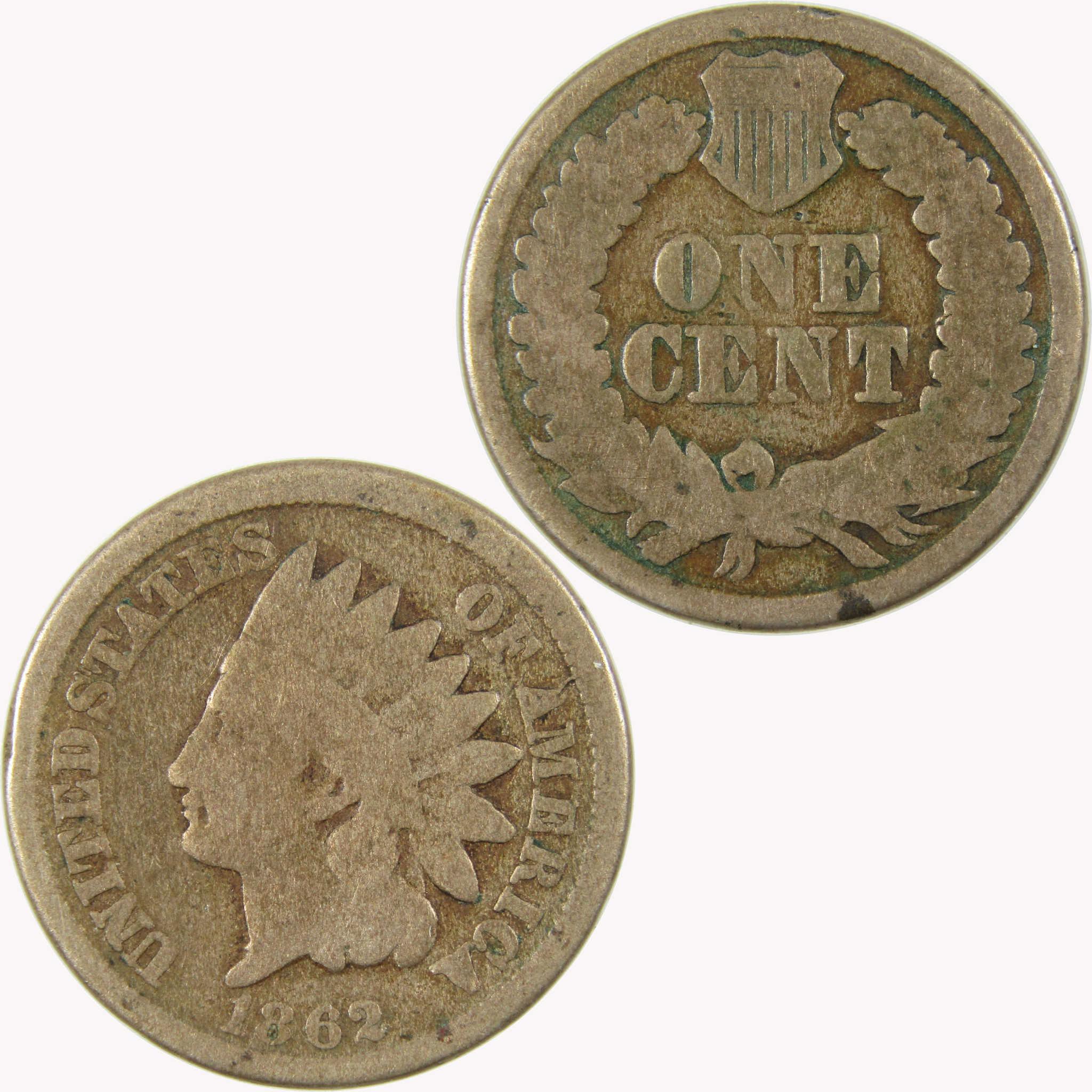 1862 Indian Head Cent G Good Penny 1c Coin SKU:CP1090