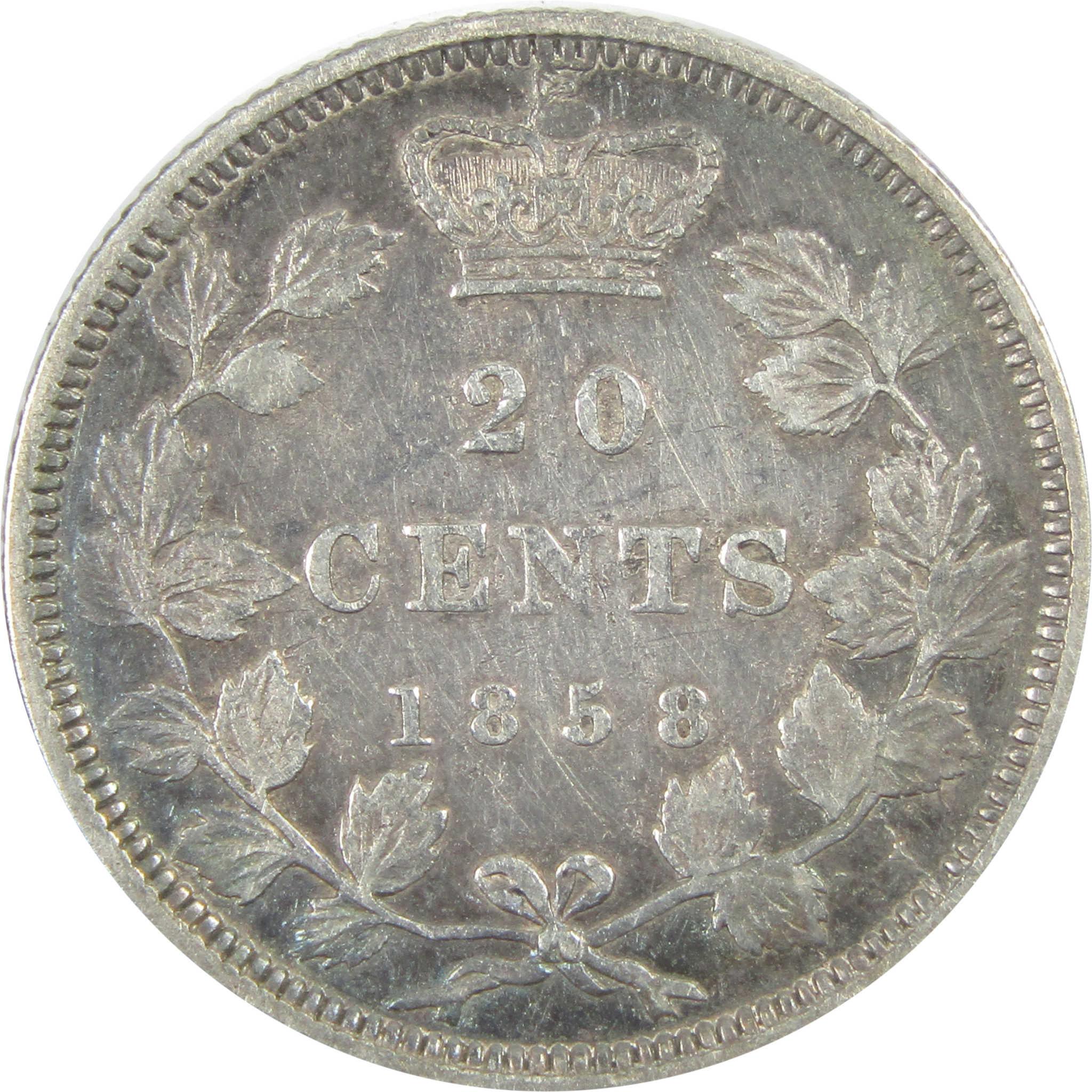 1858 Canadian Victoria Twenty Cent Piece XF Extremely Fine SKU:CPC9042