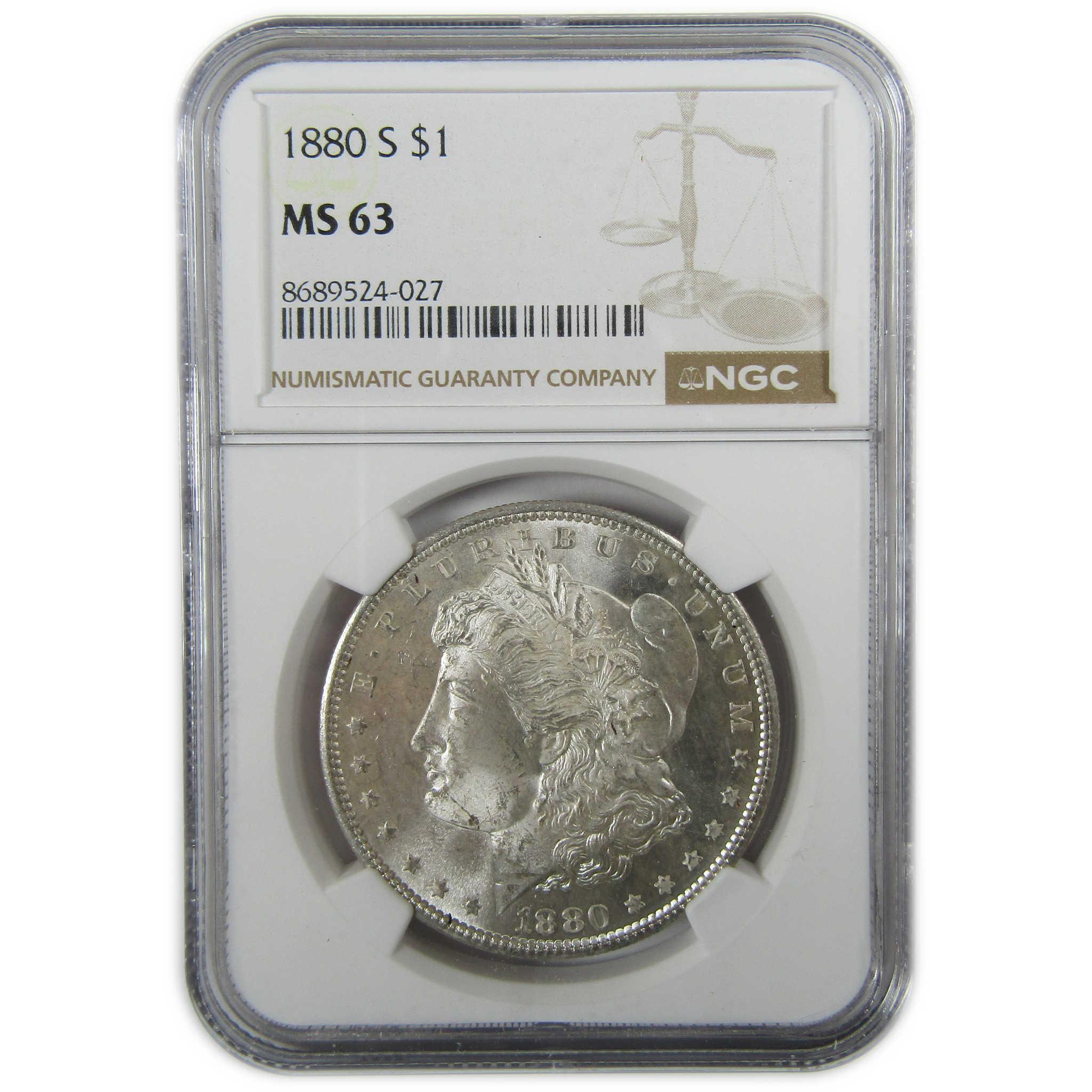 1880 S Morgan Silver Dollar MS 63 NGC Uncirculated $1 Coin SKU:CP424 - Morgan coin - Morgan silver dollar - Morgan silver dollar for sale - Profile Coins & Collectibles