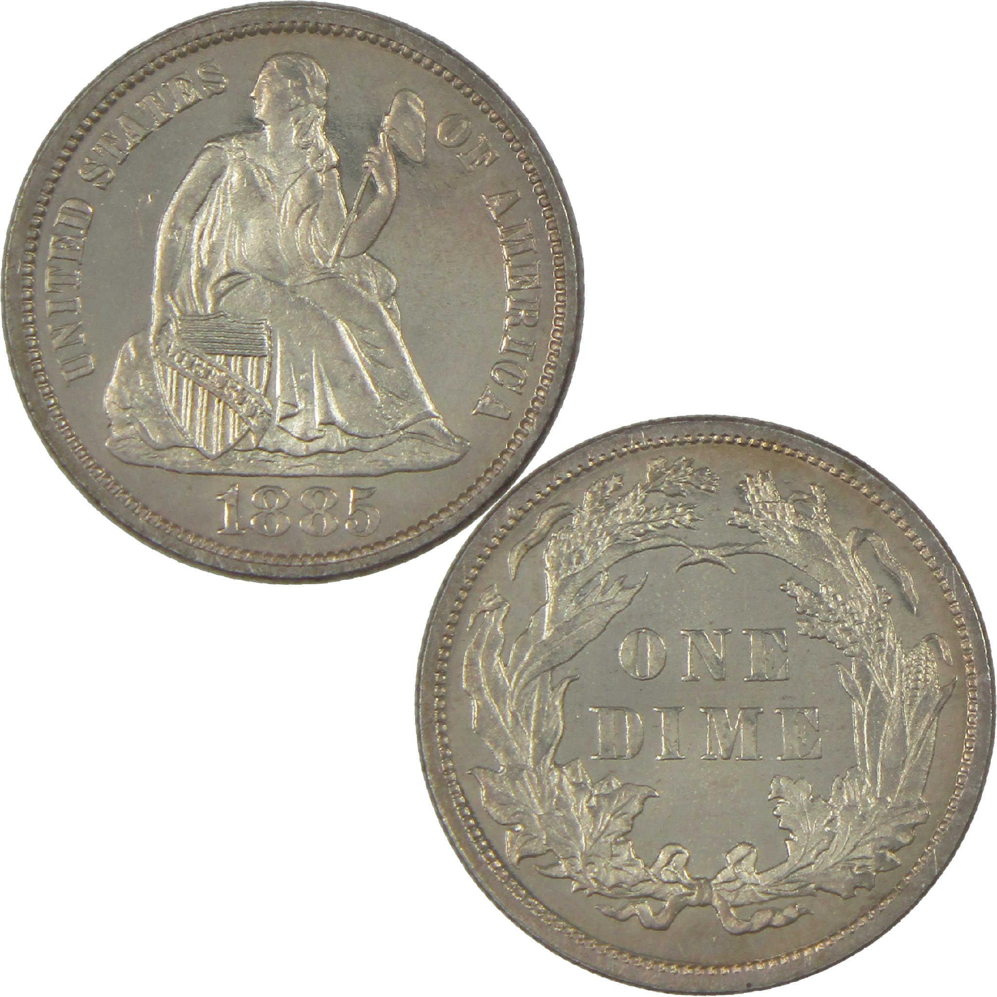 1885 Seated Liberty Silver Dime Proof 10c Coin Collectible
