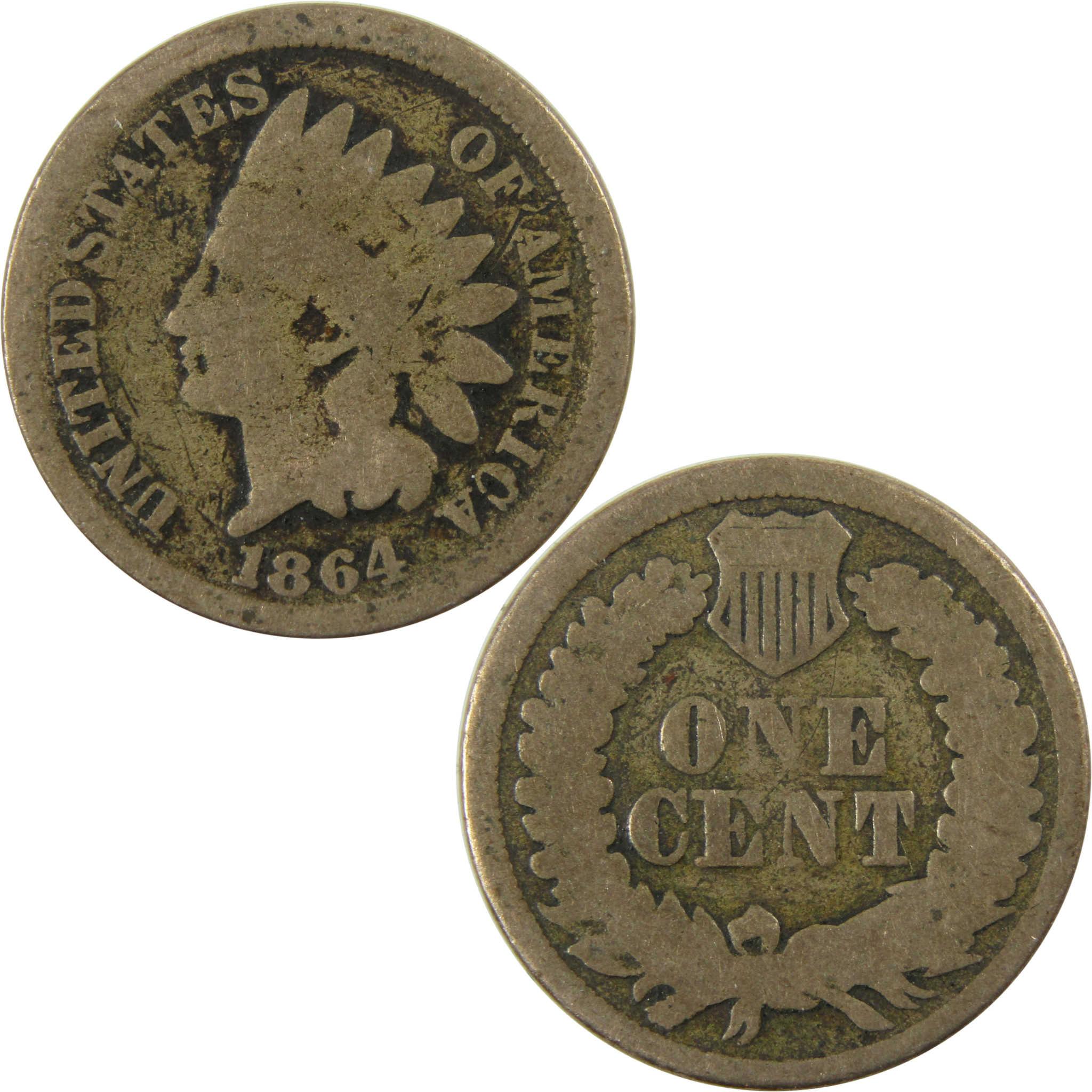 1864 Indian Head Copper-Nickel Cent G Good Details Penny SKU:CP1123