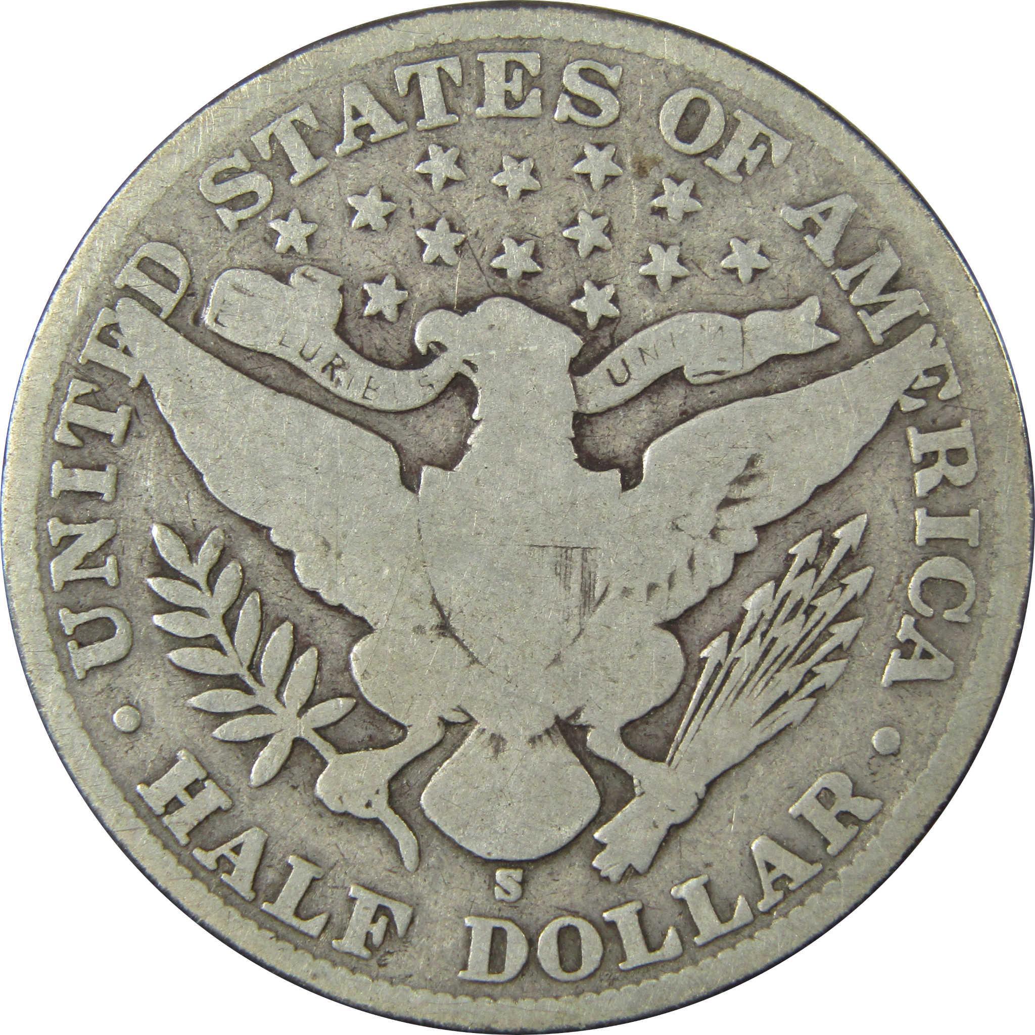 1908 S Barber Silver Half Dollar VG Very Good 50c CoinSKU:CP1476