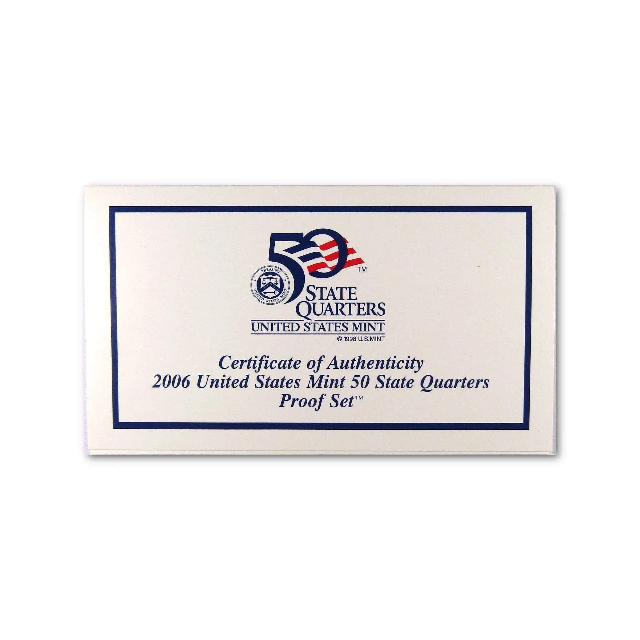 Certificate of Authenticity for 2006 United States Mint 50 State Quarters Proof Set