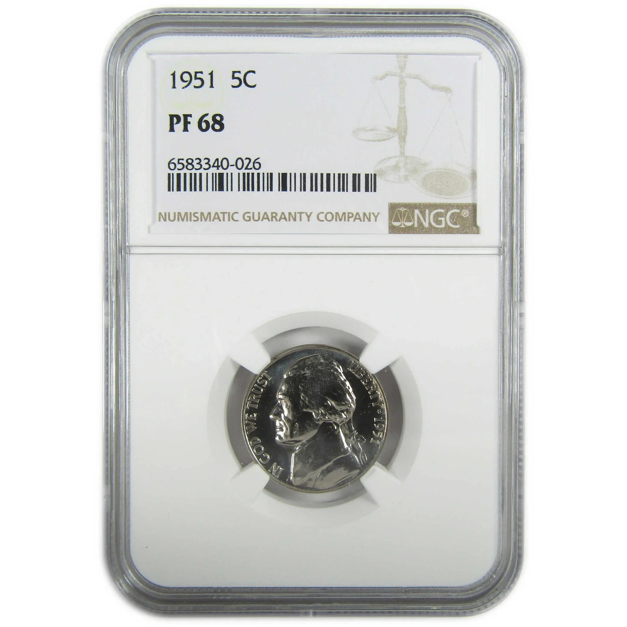 1951 Jefferson Nickel PF 68 NGC Proof 5c Coin Collectible SKU:I27341
