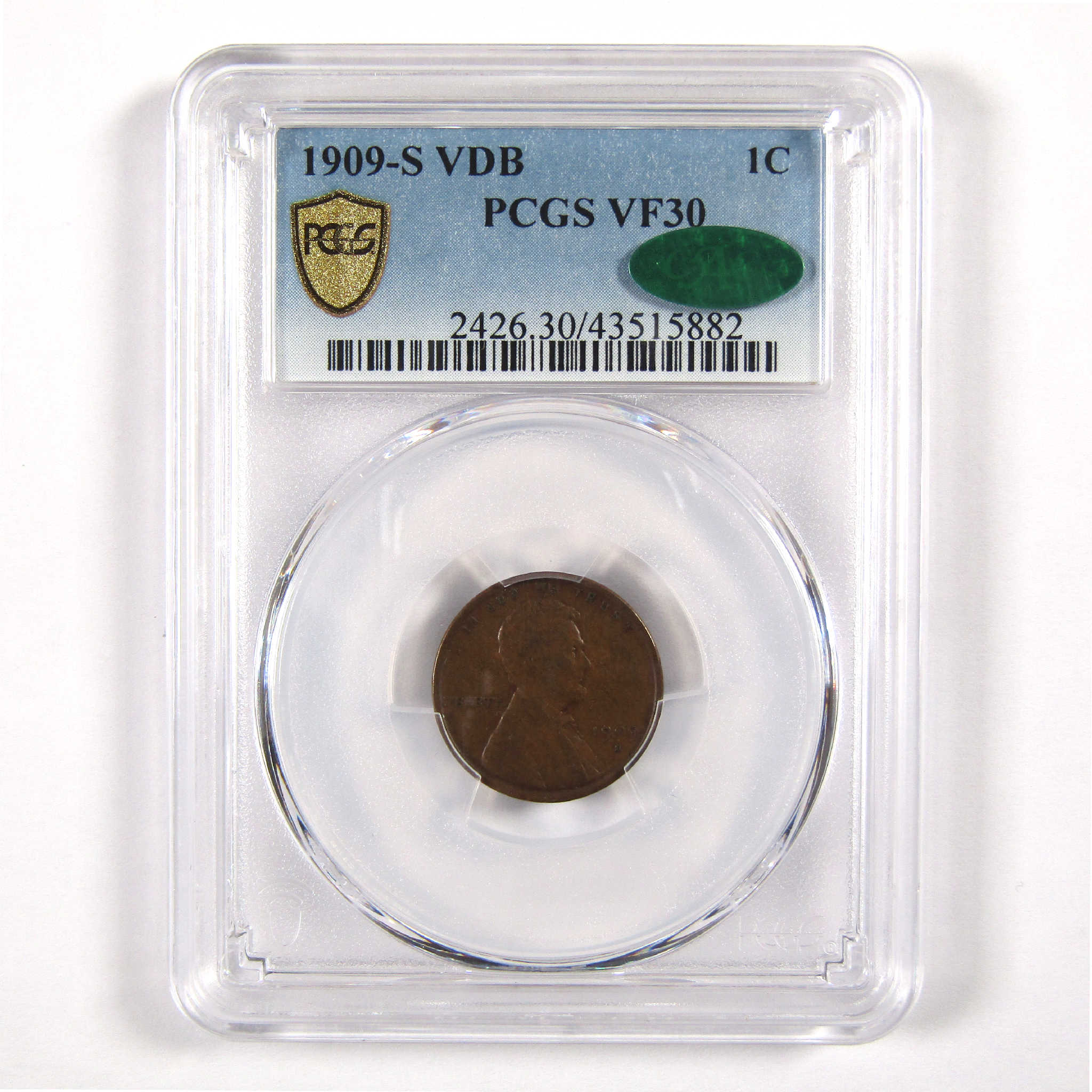 1909 S Lincoln Wheat Cent VF 30 PCGS CAC Penny 1c Coin SKU:I11599
