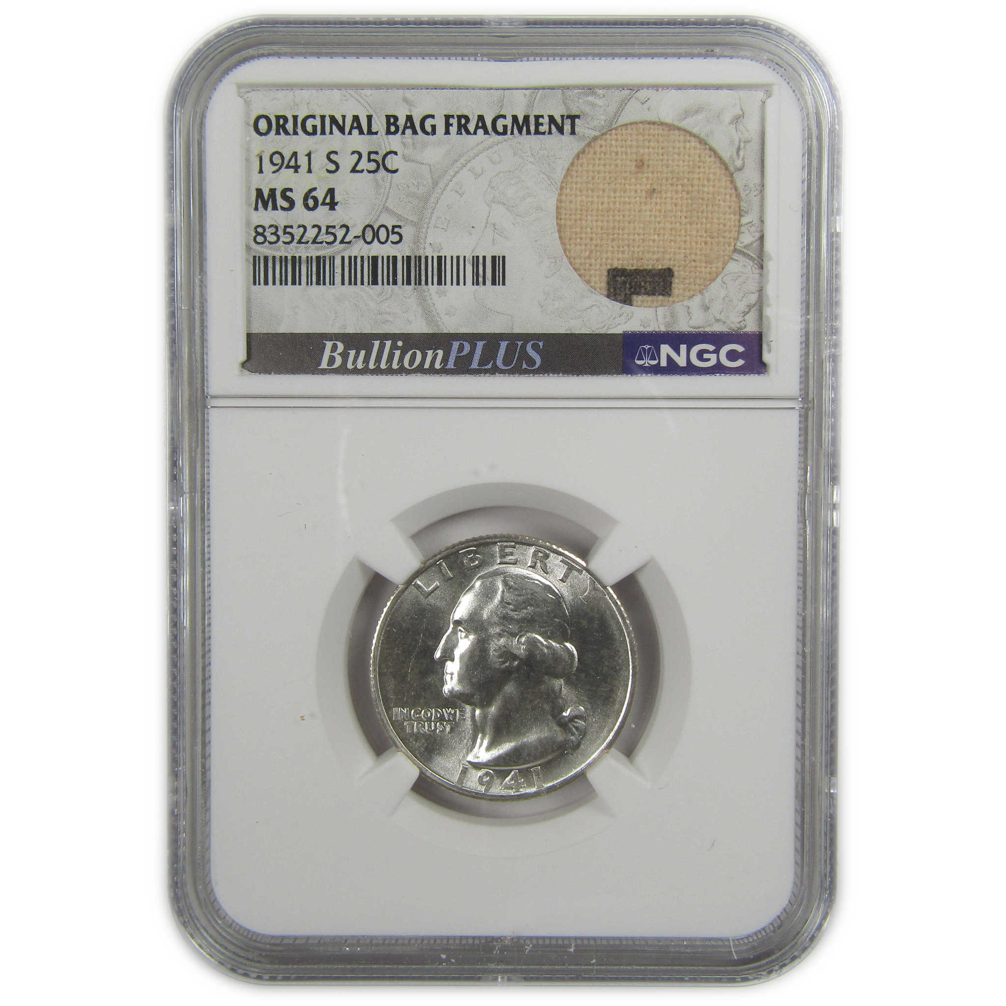 1941 S Washington Quarter MS 64 NGC Silver Bag Fragment SKU:I20611