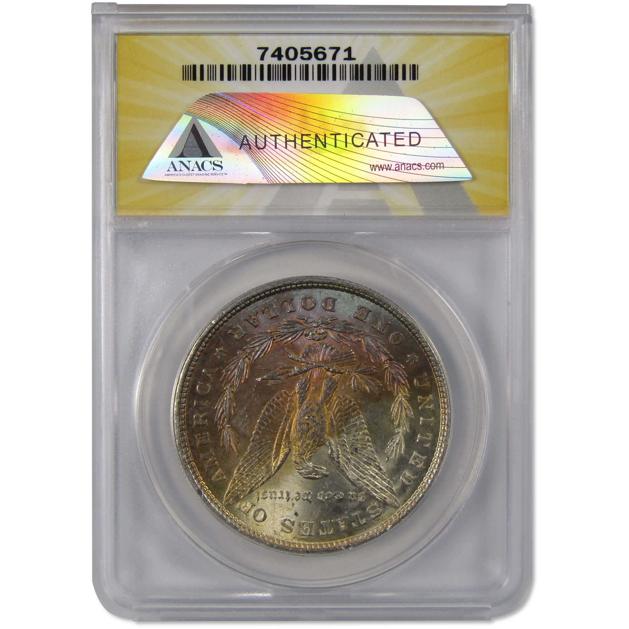 1878 8TF Morgan Dollar MS 63 ANACS Silver $1 Coin Toned SKU:I10162
