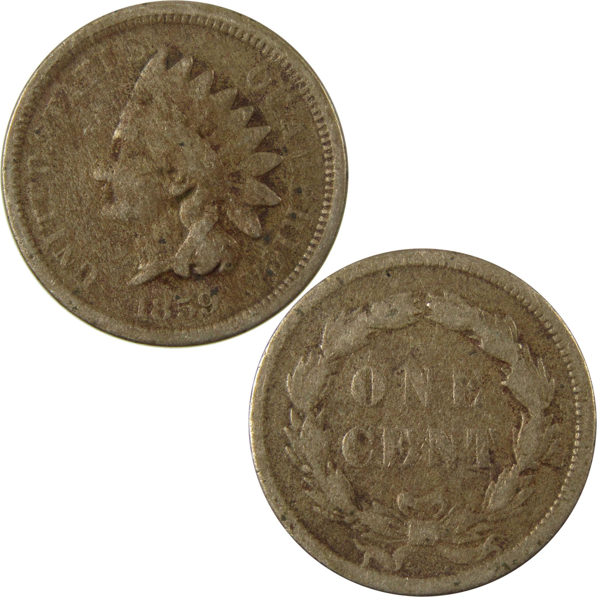 1859 Indian Head Cent AG About Good Penny 1c Coin SKU:CP1312