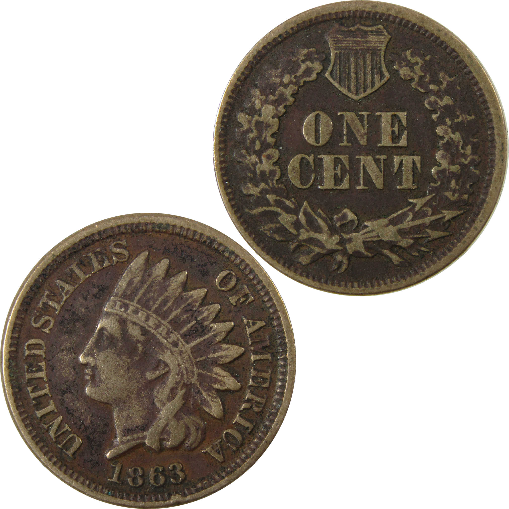 1863 Indian Head Cent VF Very Fine Details Penny 1c Coin SKU:CP1172