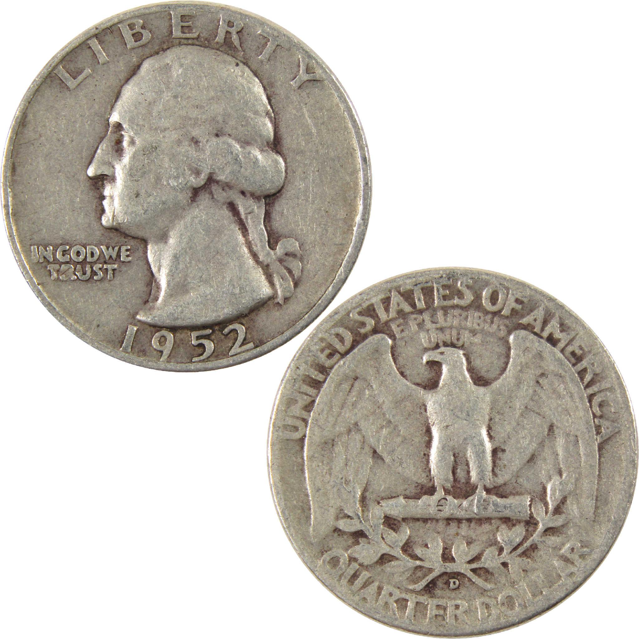 1952 D Washington Quarter VG Very Good Silver 25c Coin