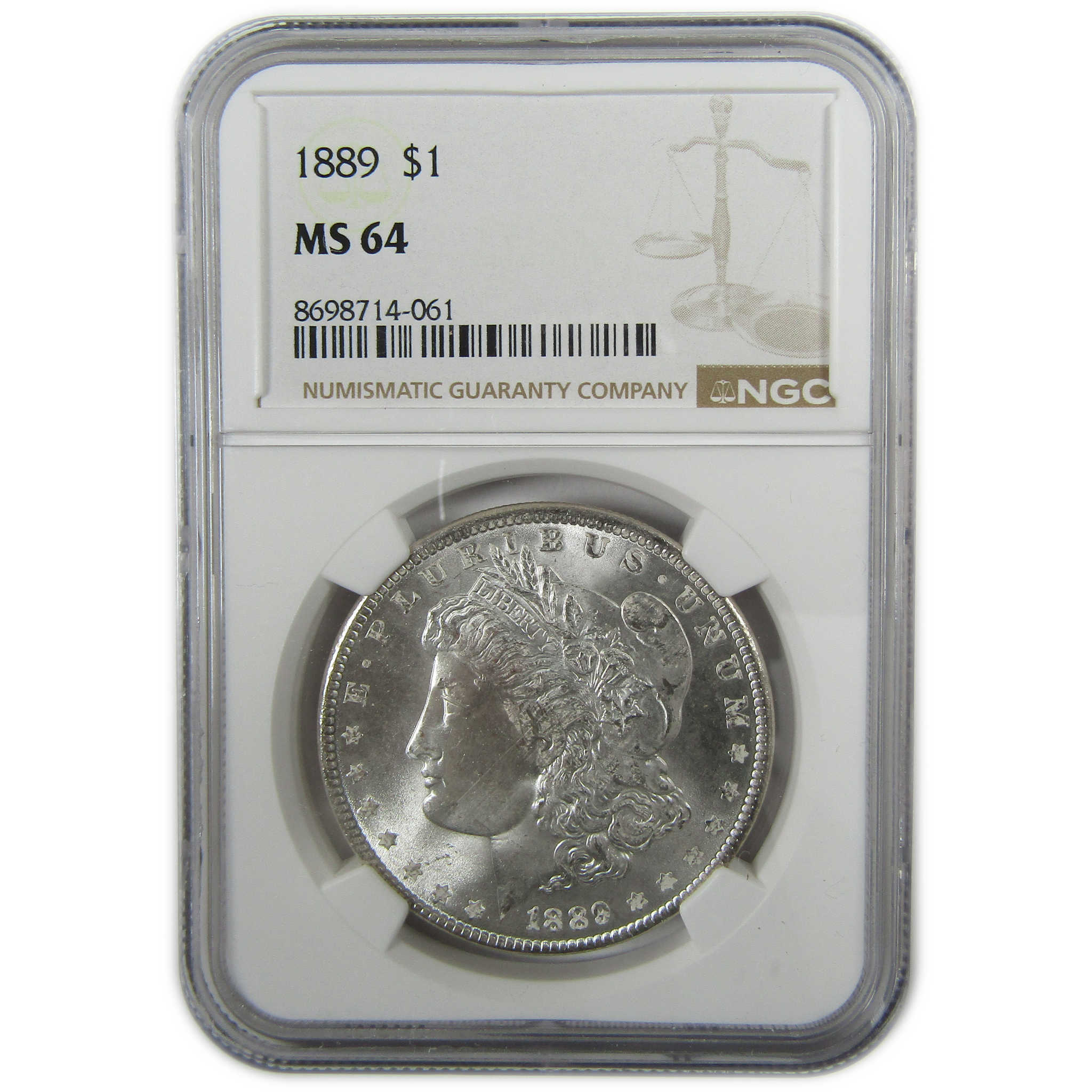 1889 Morgan Silver Dollar MS 64 NGC Uncirculated $1 Coin SKU:I27903
