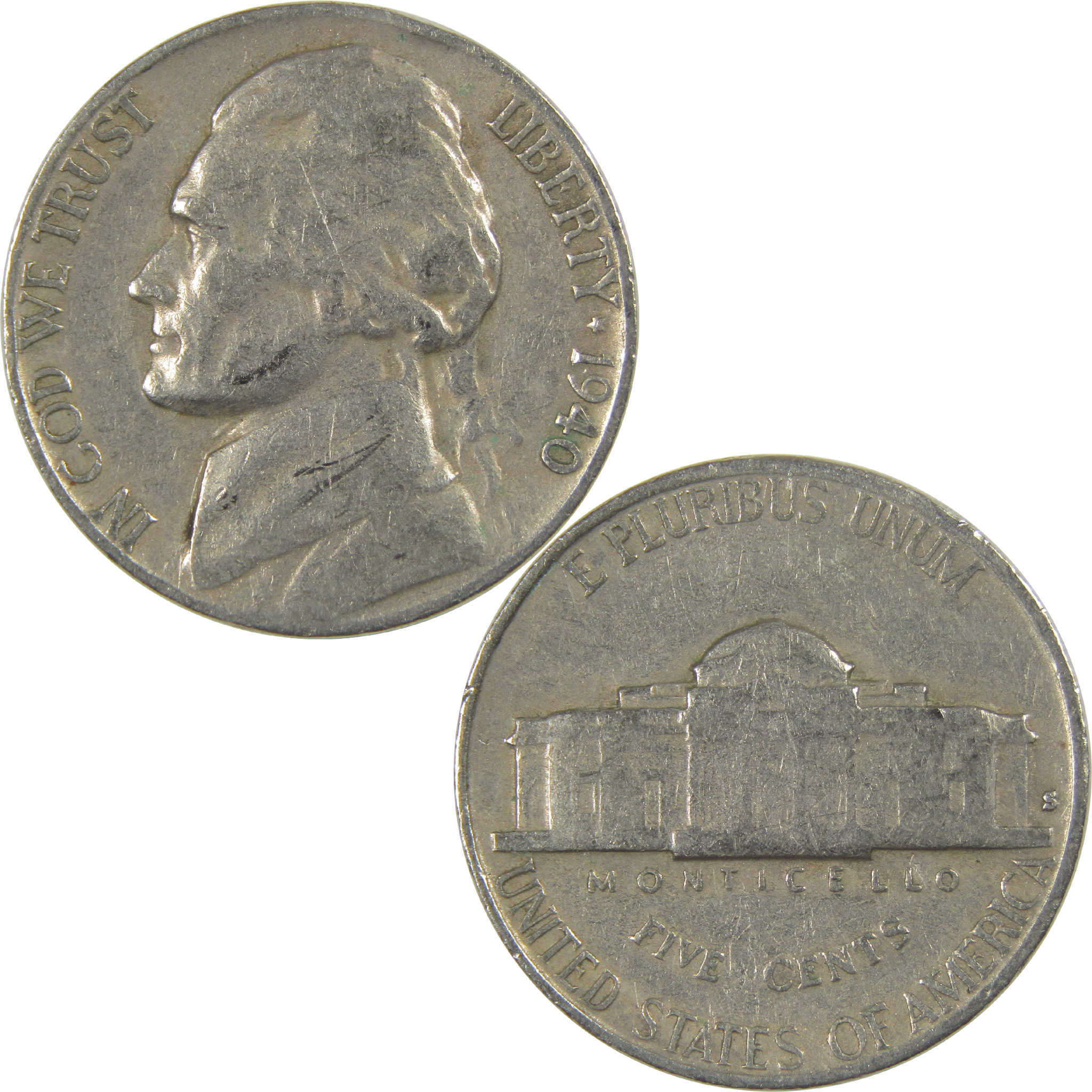 1940 S Jefferson Nickel Circulated 5c Coin Collectible