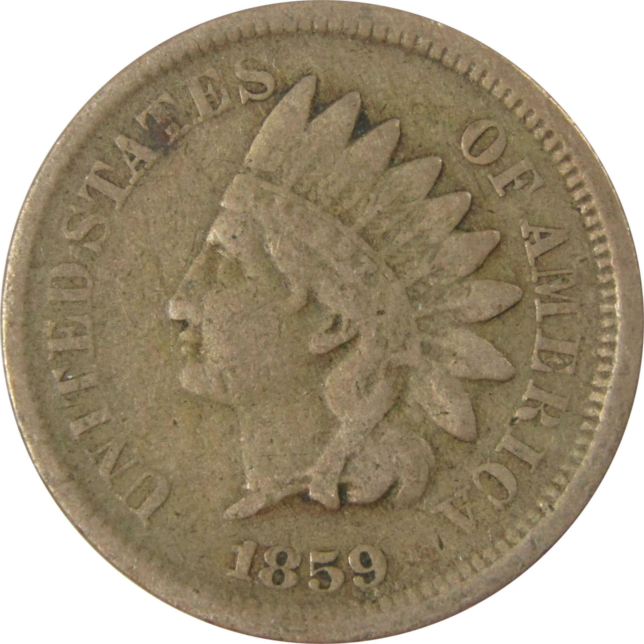 1859 Indian Head Cent VG Very Good Penny 1c Coin SKU:CP1258