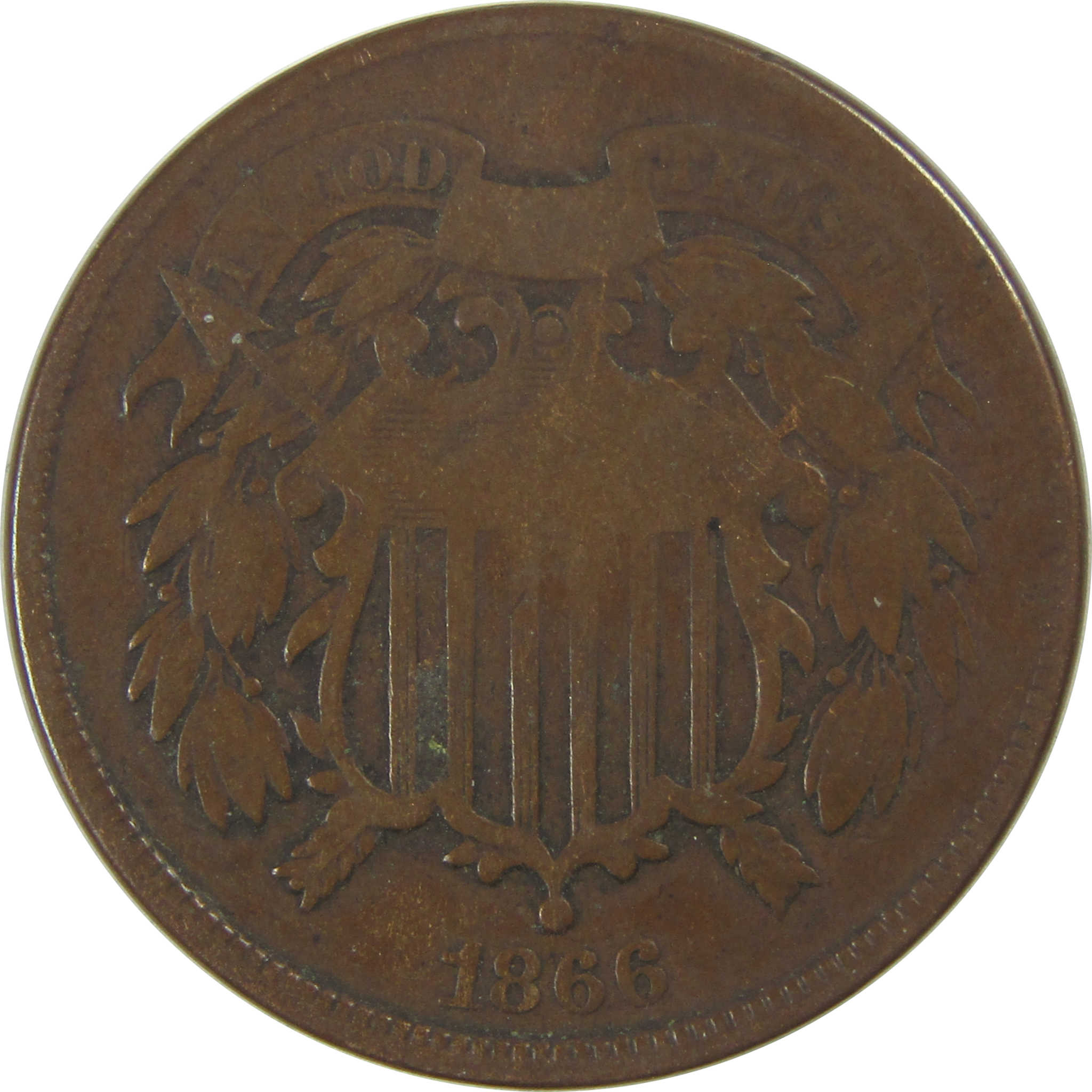 1866 Two Cent Piece VG Very Good 2c Coin SKU:CPC0730
