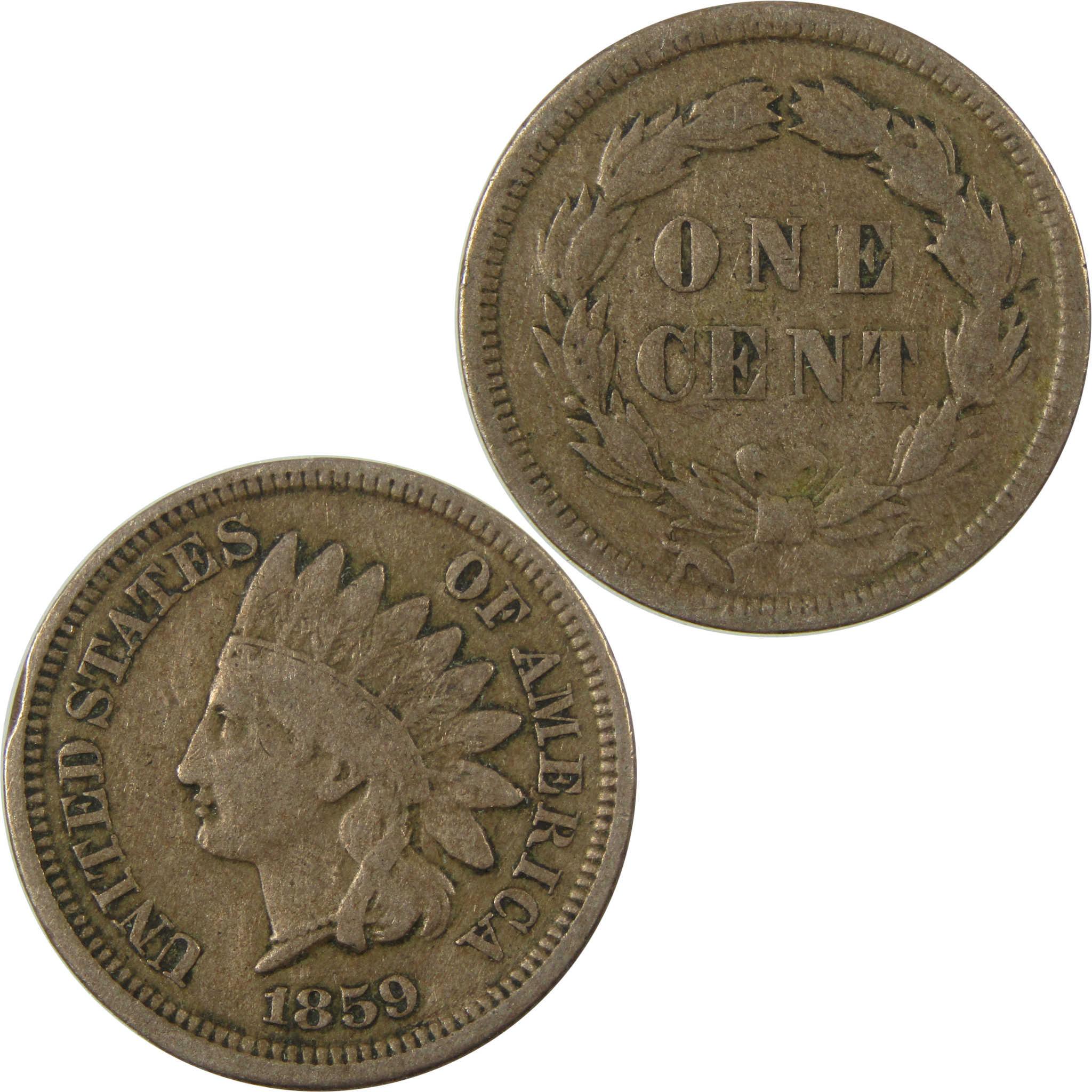 1859 Indian Head Cent VG Very Good Penny 1c Coin SKU:CP1295