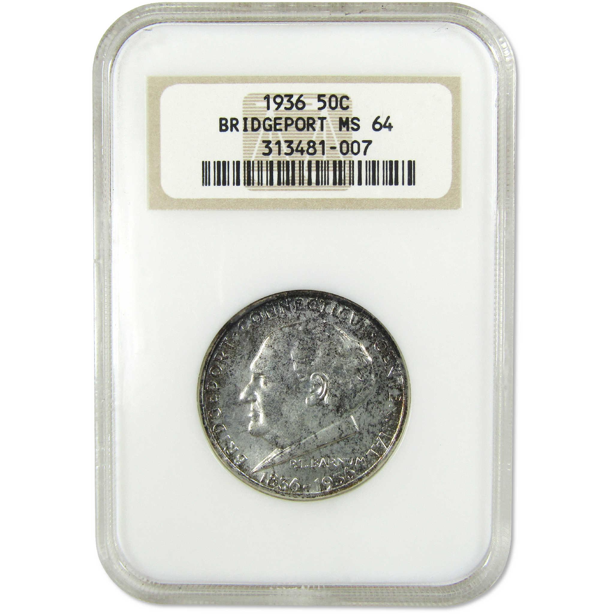 1936 Bridgeport Connecticut Commemorative Silver Half Dollar MS 64 NGC